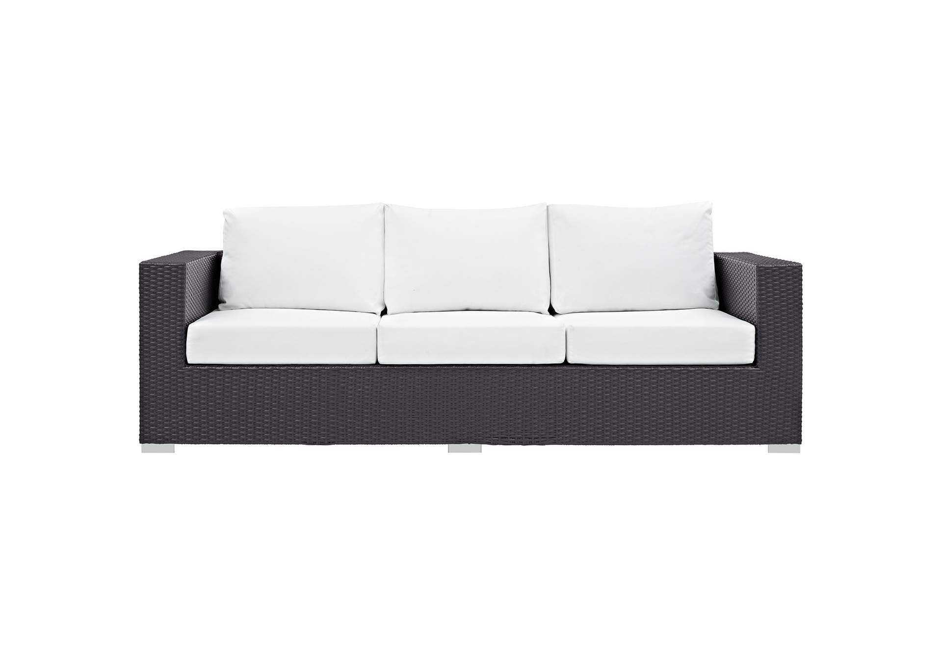 Espresso White Convene Outdoor Patio Sofa,Modway