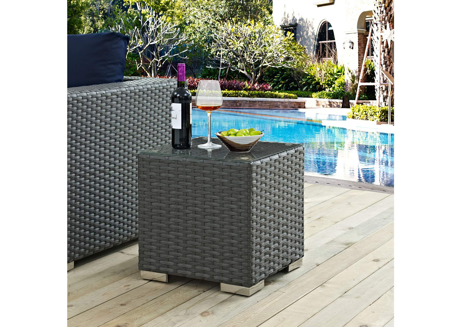 Chocolate Sojourn Outdoor Patio Side Table,Modway