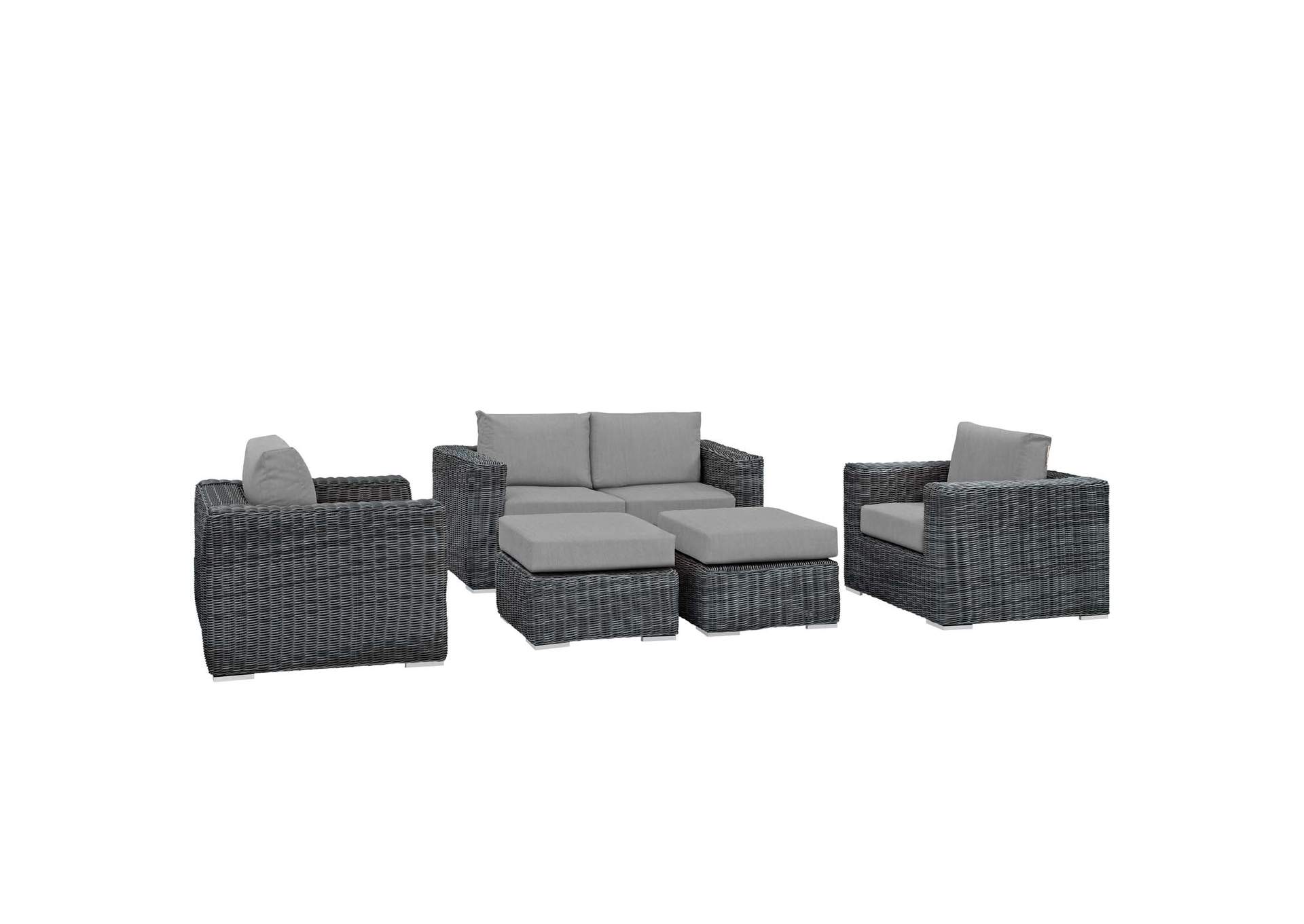 Summon Canvas Gray 5 Piece Outdoor Patio Sunbrella,Modway