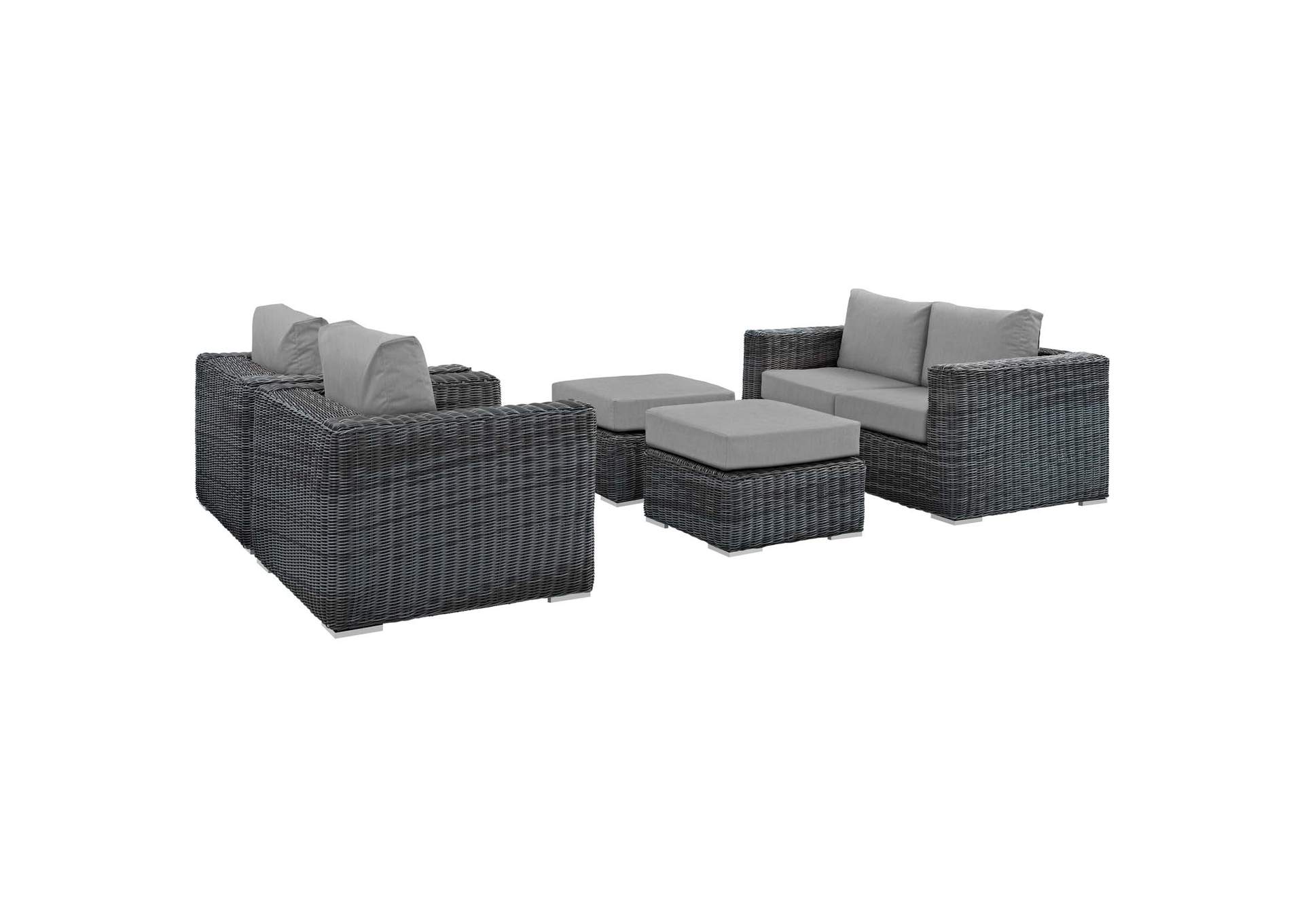 Summon Canvas Gray 5 Piece Outdoor Patio Sunbrella,Modway