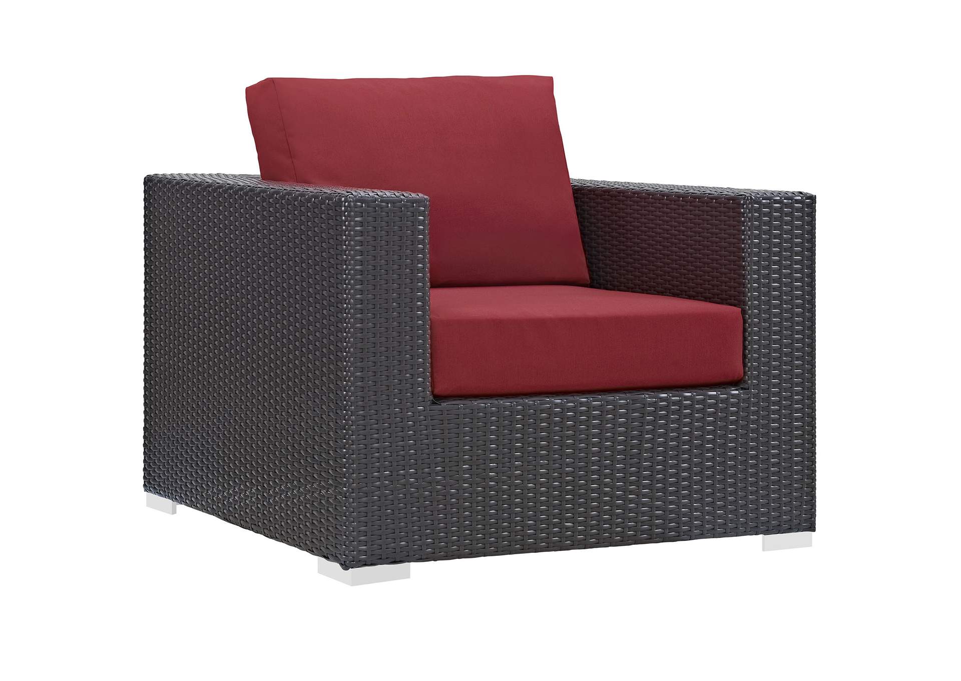 Espresso Red Convene Outdoor Patio Armchair,Modway