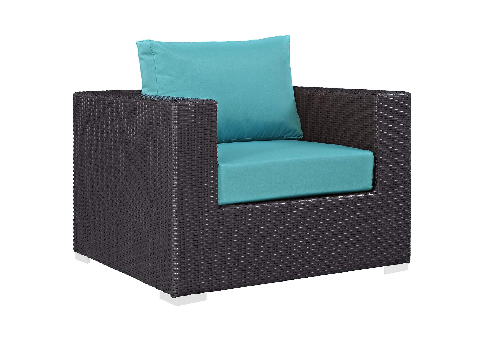 Espresso Turquoise Convene Outdoor Patio Armchair,Modway