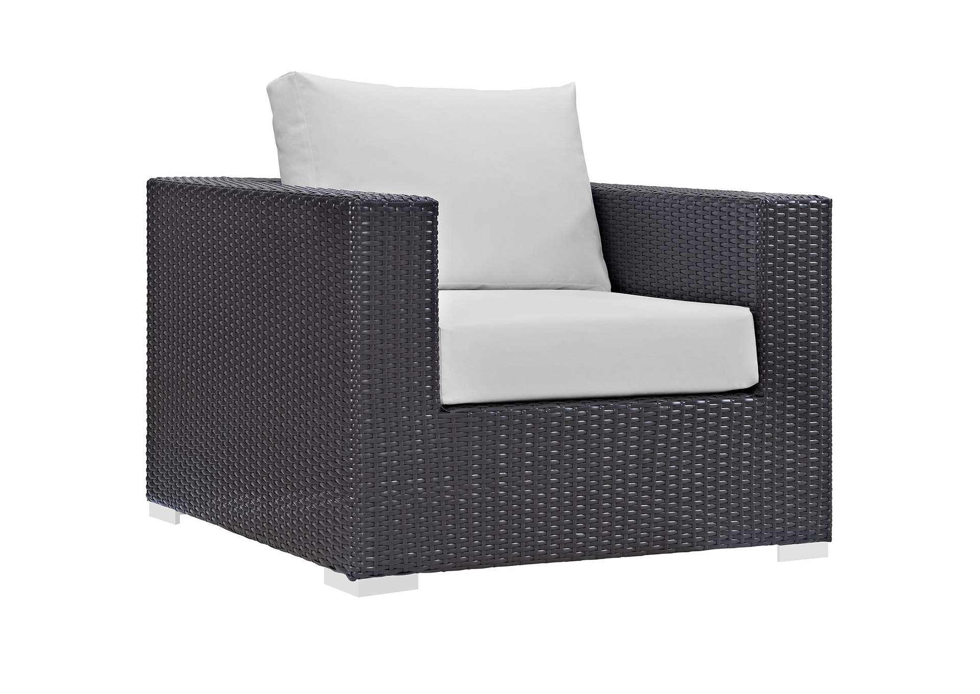 Espresso White Convene Outdoor Patio Armchair,Modway