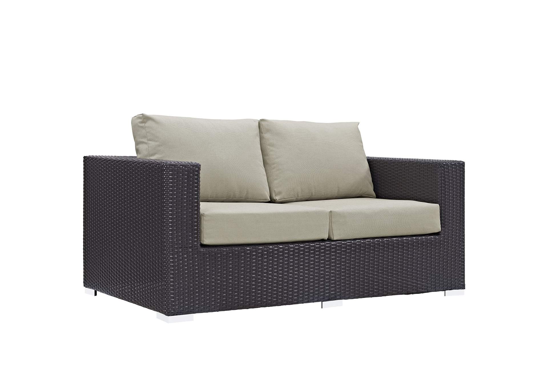 Espresso Beige Convene Outdoor Patio Loveseat,Modway