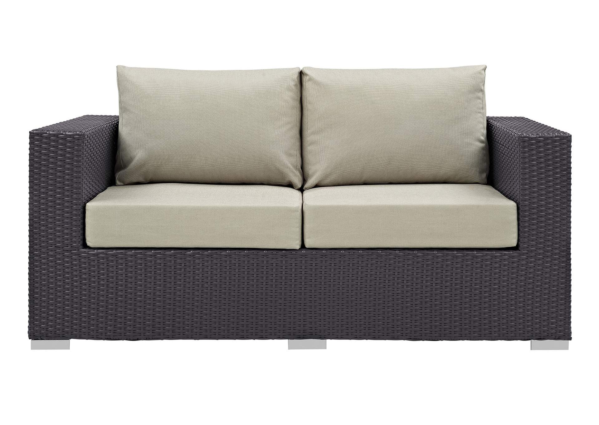 Espresso Beige Convene Outdoor Patio Loveseat,Modway