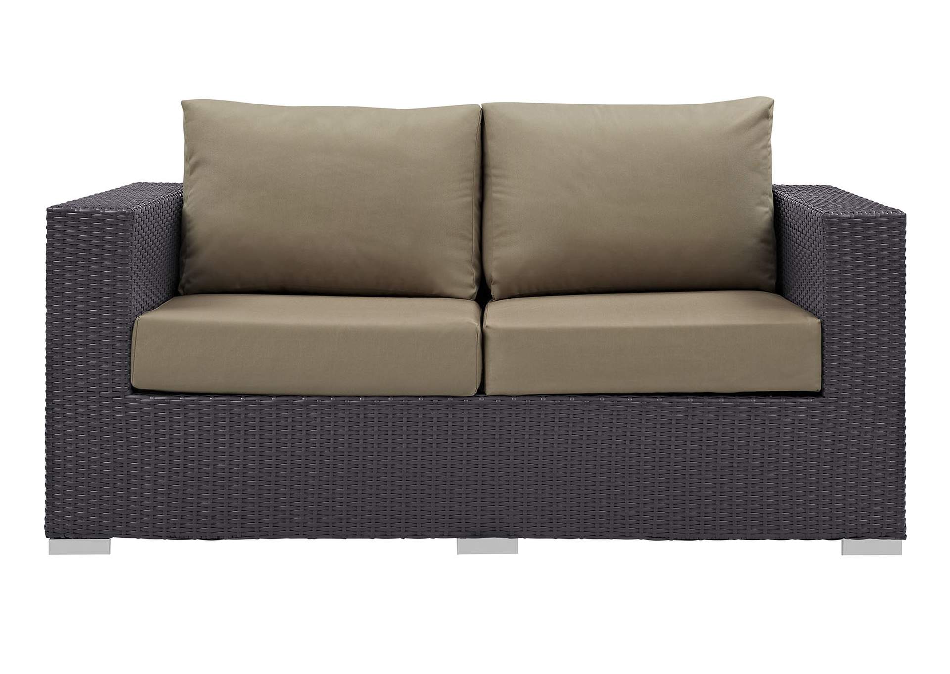 Espresso Mocha Convene Outdoor Patio Loveseat,Modway