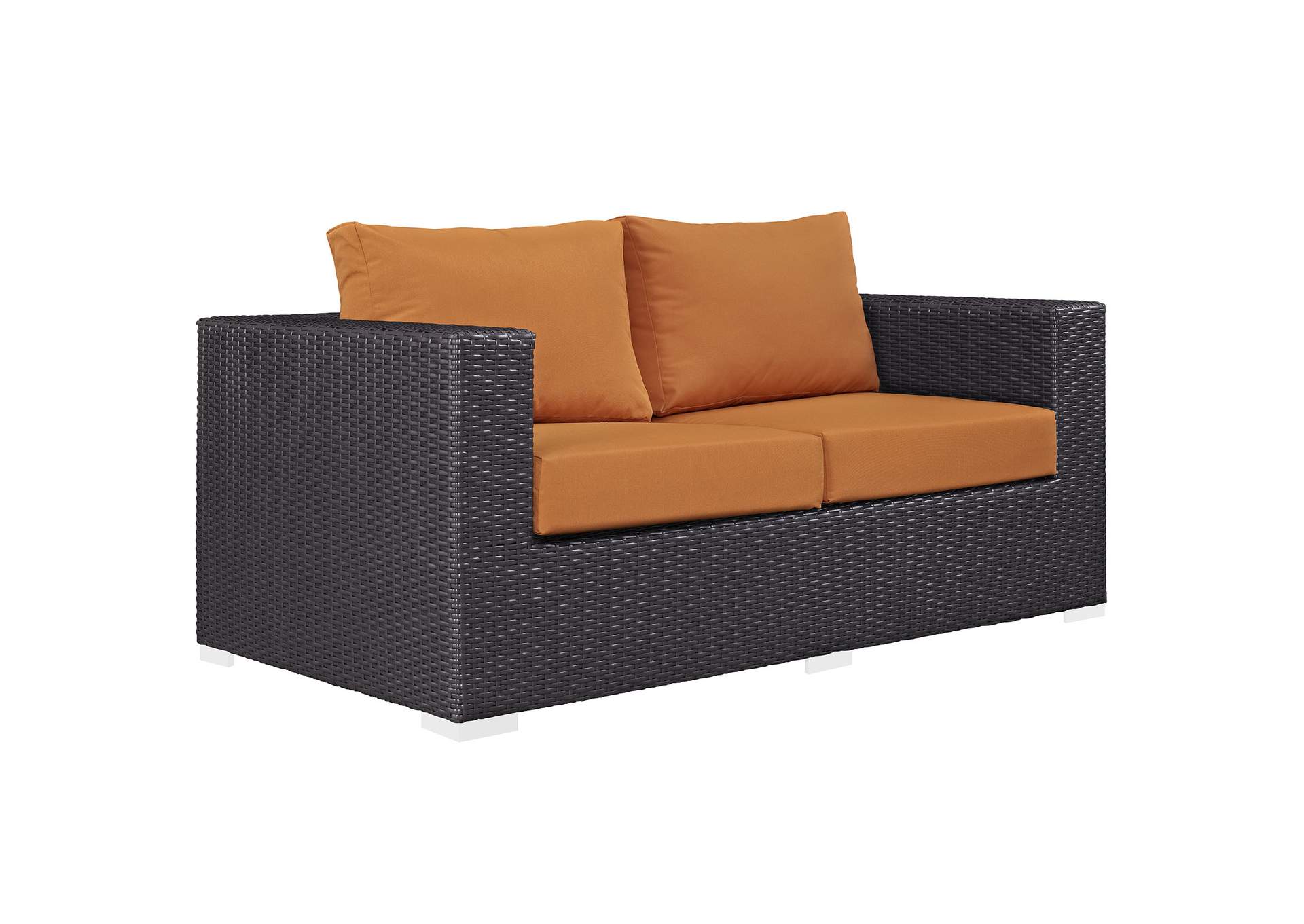 Espresso Orange Convene Outdoor Patio Loveseat,Modway