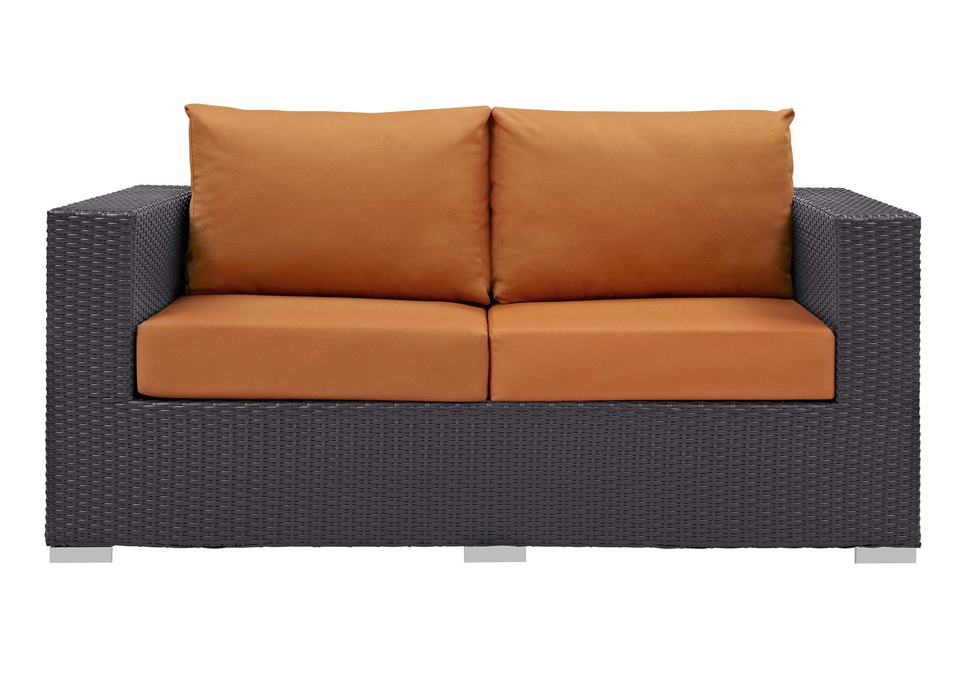 Espresso Orange Convene Outdoor Patio Loveseat,Modway