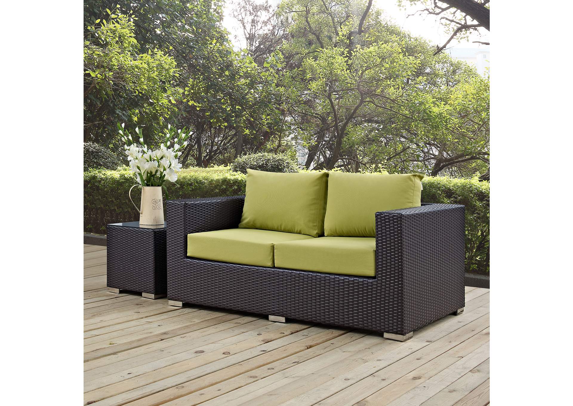 Espresso Peridot Convene Outdoor Patio Loveseat,Modway