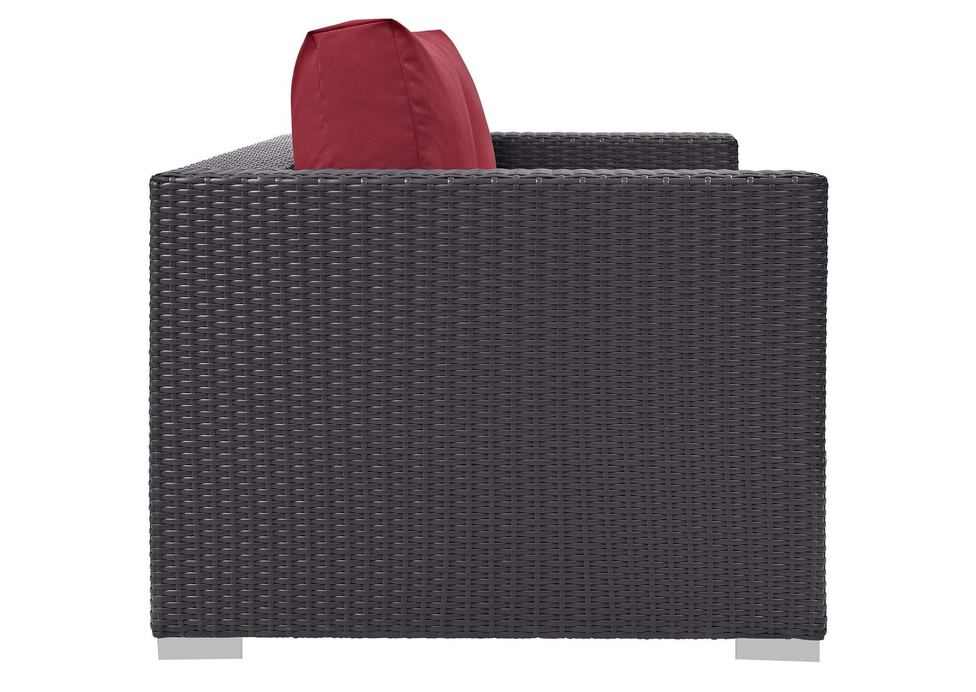 Espresso Red Convene Outdoor Patio Loveseat,Modway