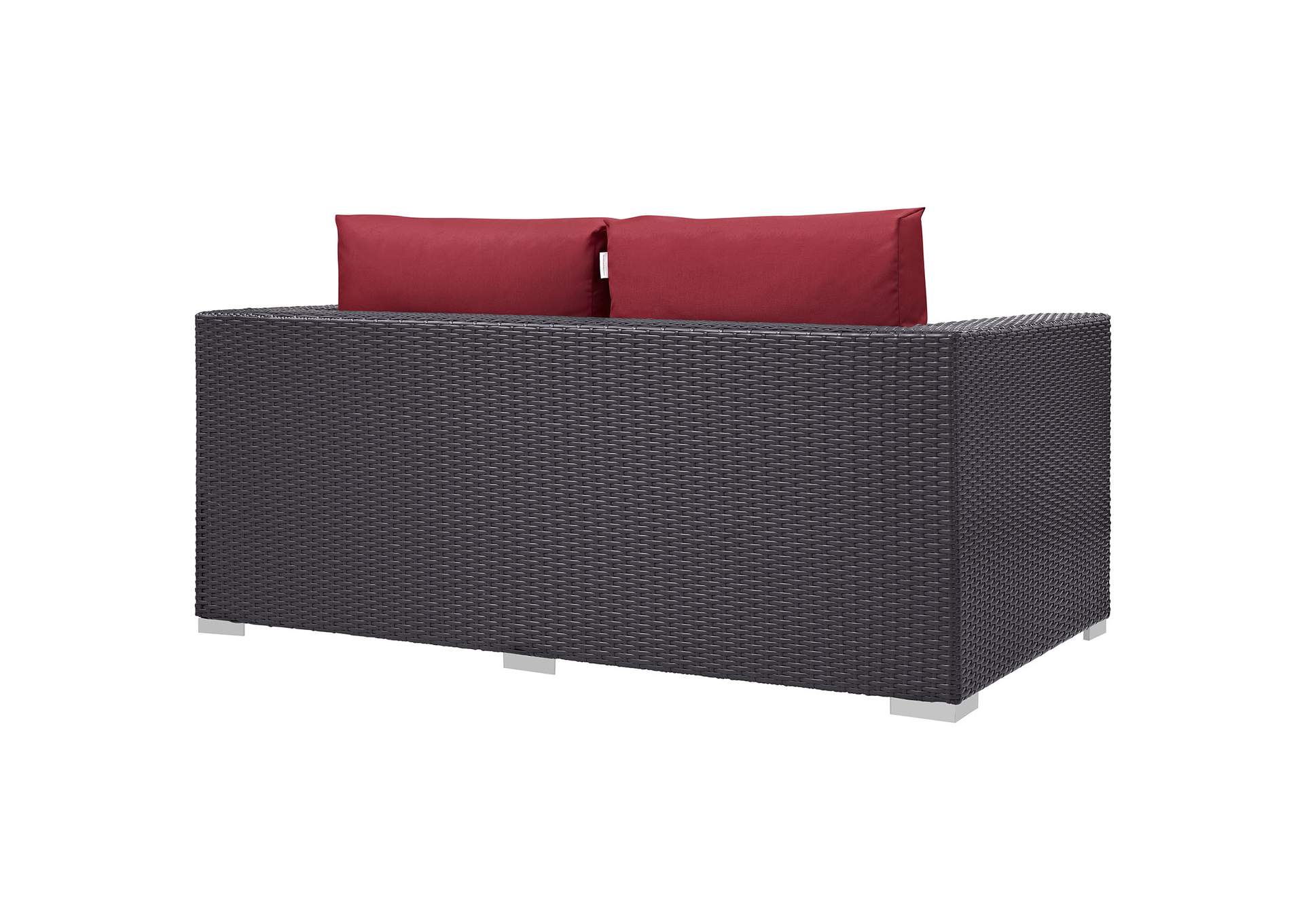 Espresso Red Convene Outdoor Patio Loveseat,Modway