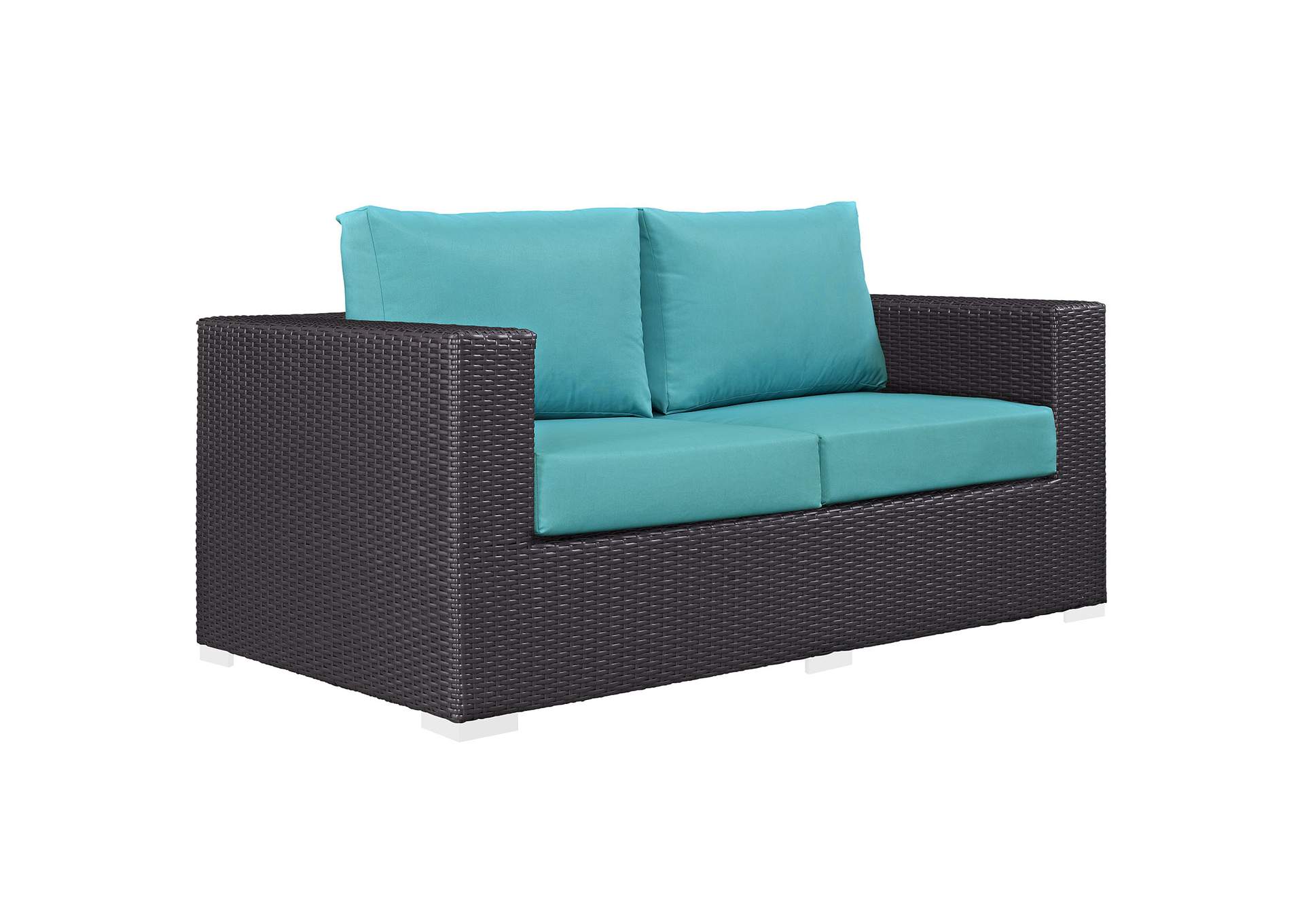 Espresso Turquoise Convene Outdoor Patio Loveseat,Modway