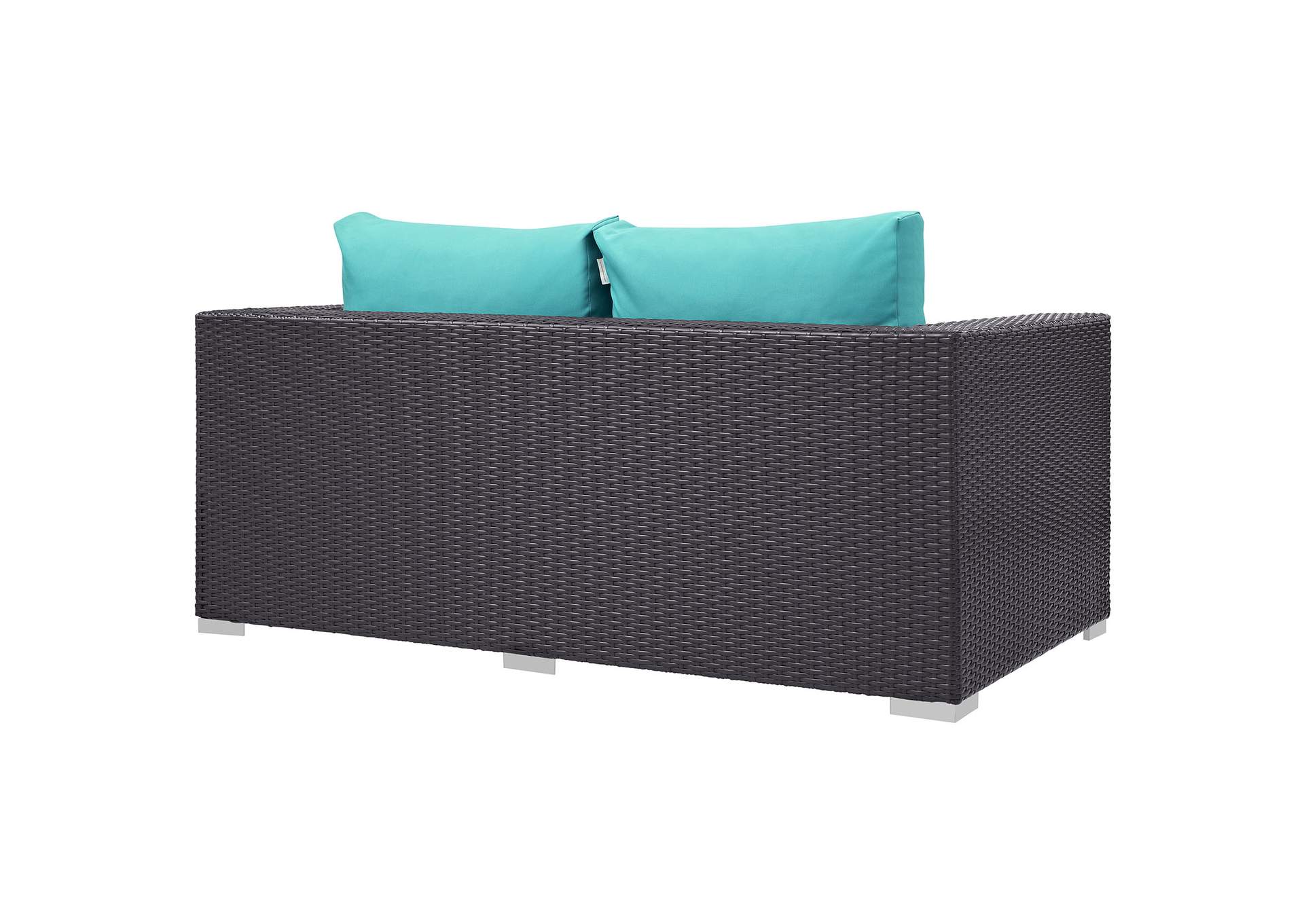 Espresso Turquoise Convene Outdoor Patio Loveseat,Modway