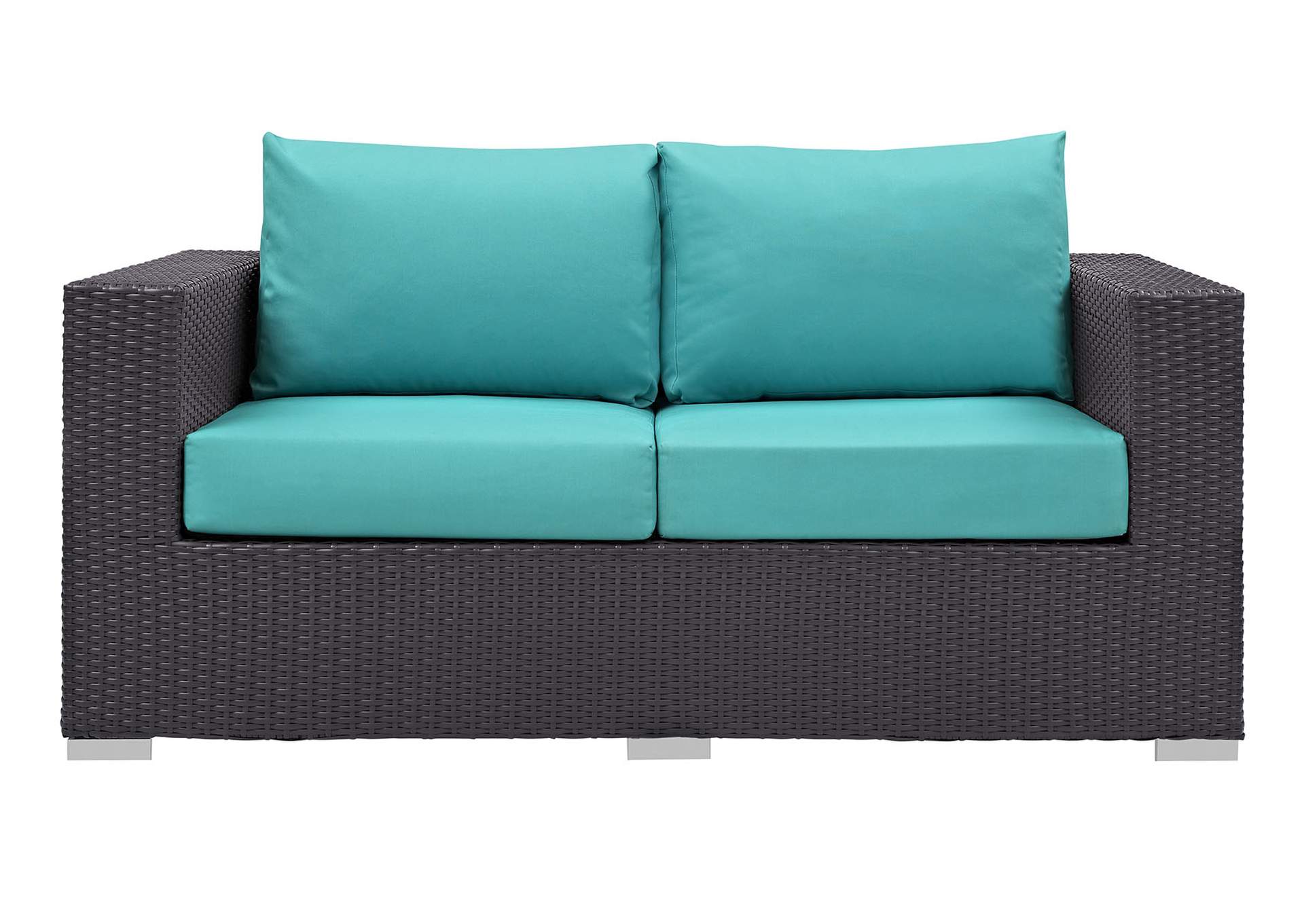 Espresso Turquoise Convene Outdoor Patio Loveseat,Modway