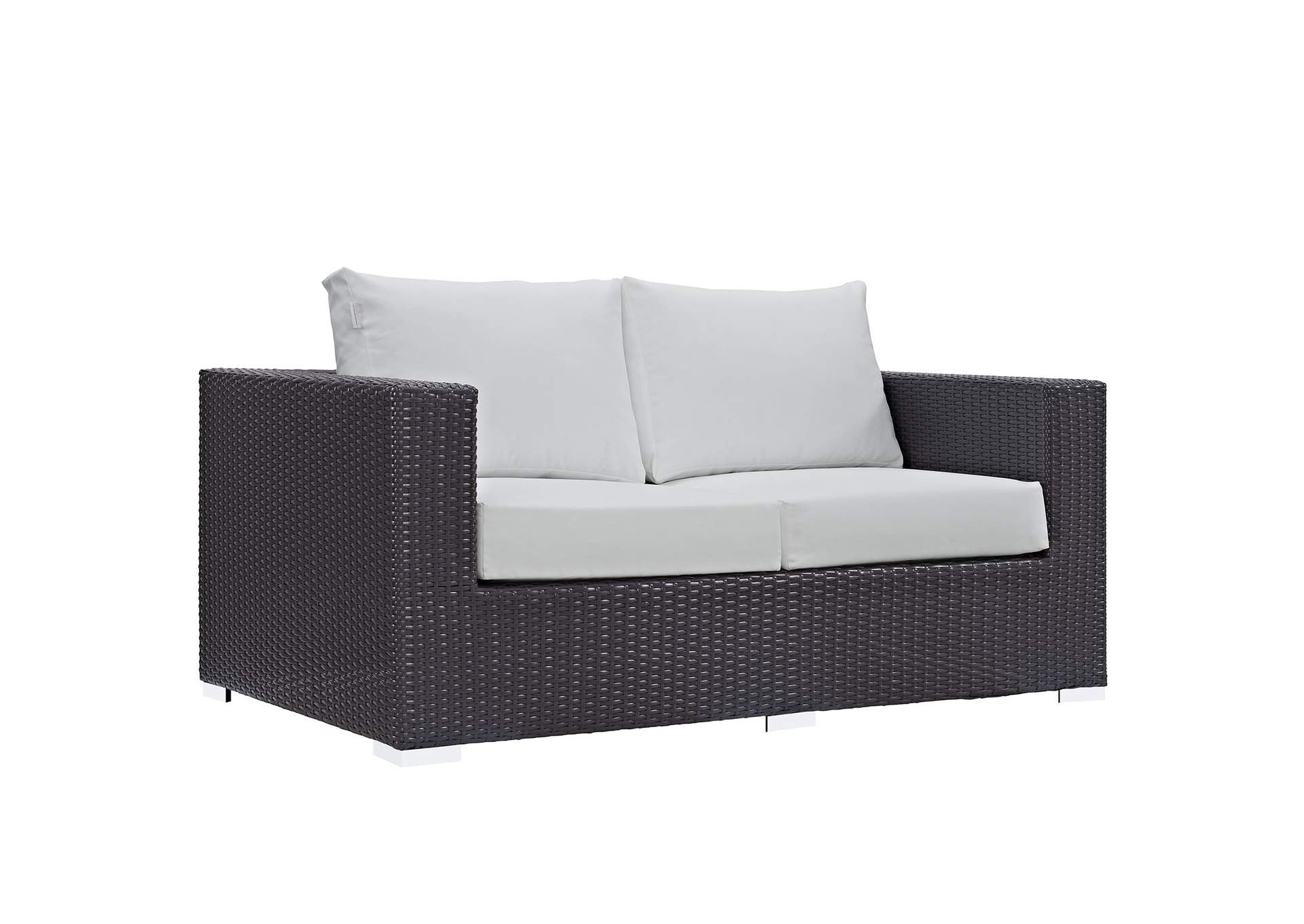 Espresso White Convene Outdoor Patio Loveseat,Modway