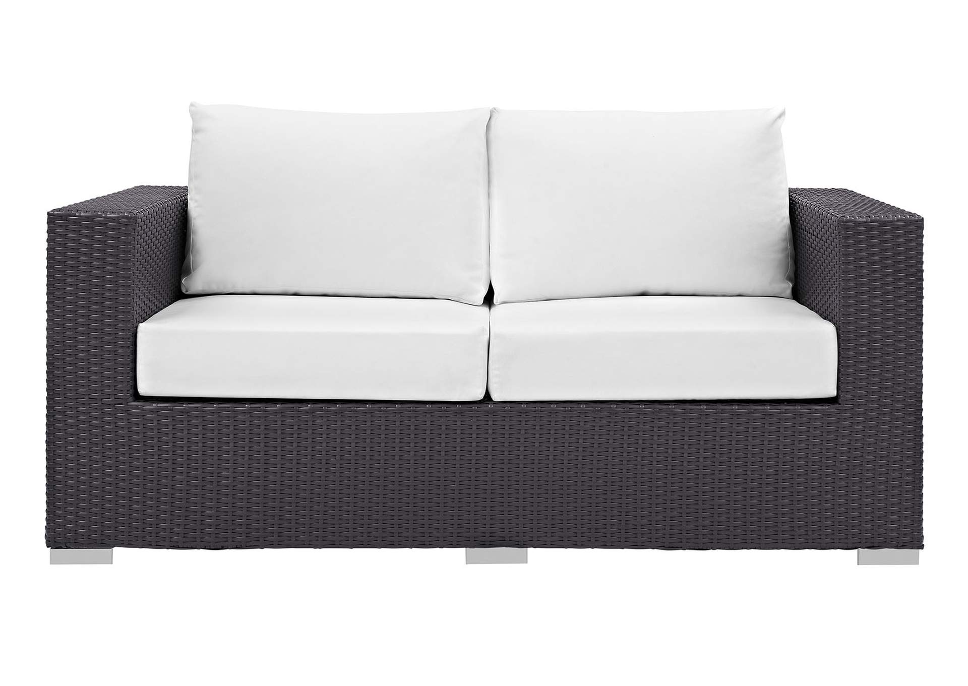 Espresso White Convene Outdoor Patio Loveseat,Modway