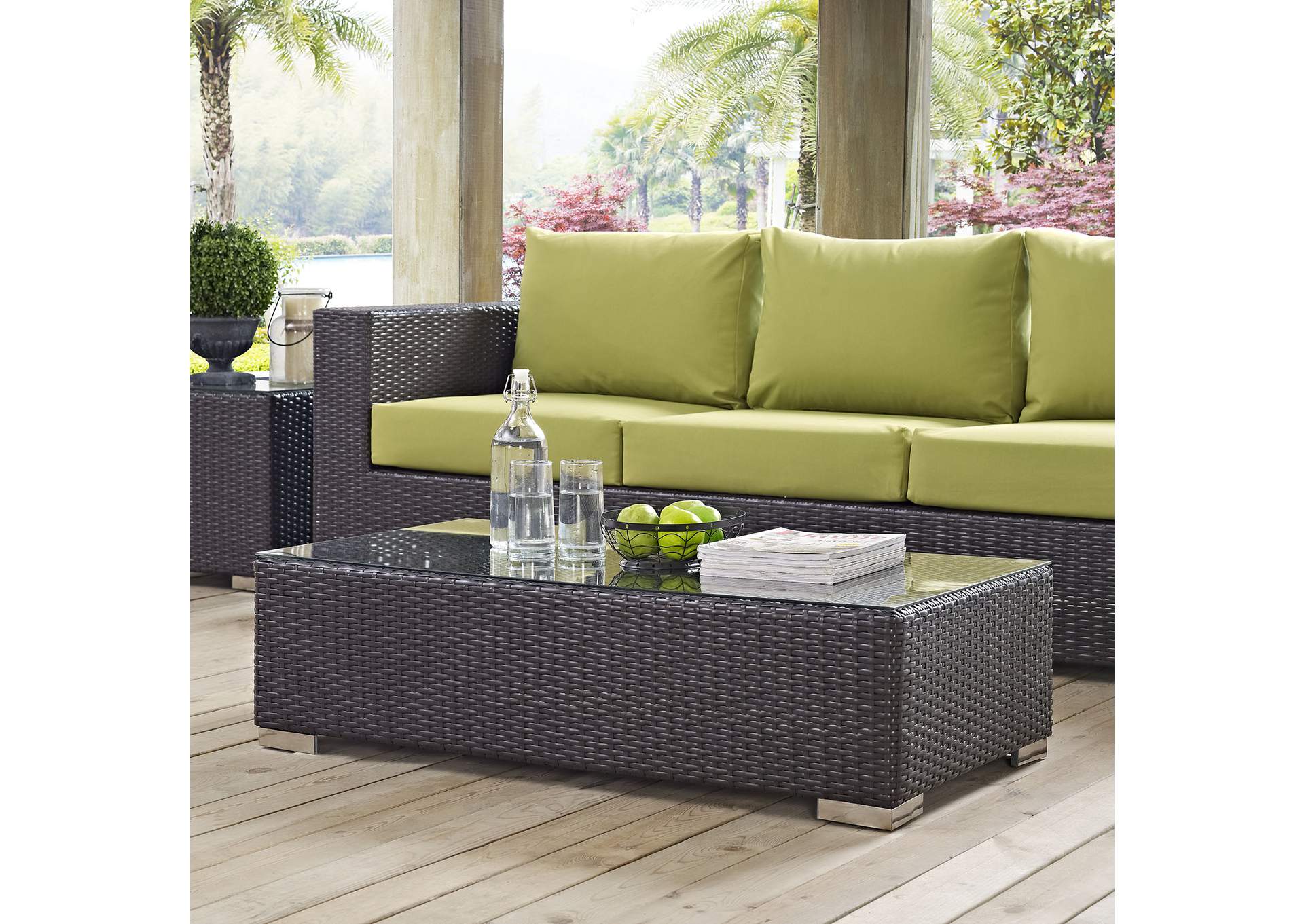 Espresso Convene Outdoor Patio Coffee Table,Modway