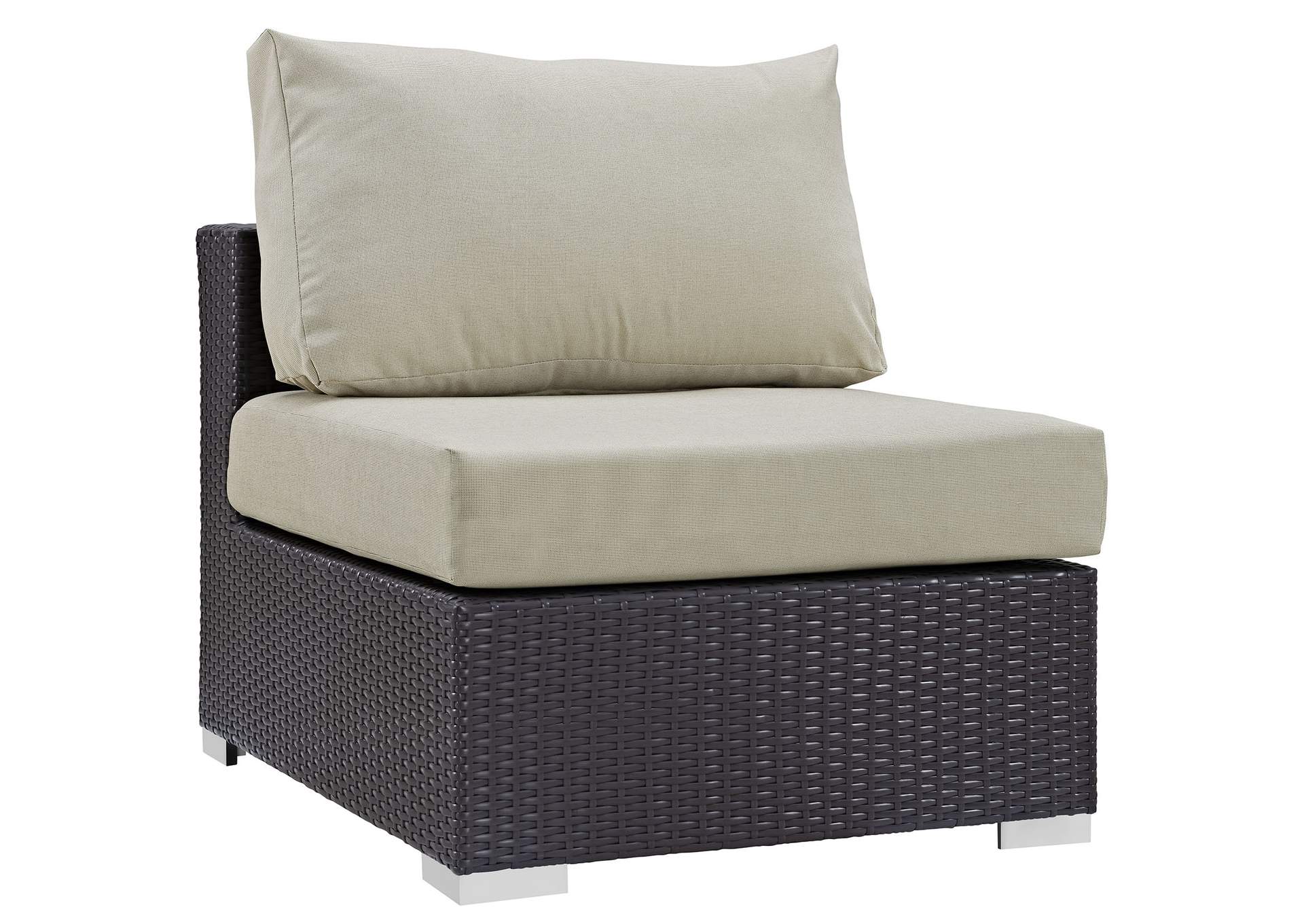 Convene Espresso Beige Outdoor Patio Armless,Modway