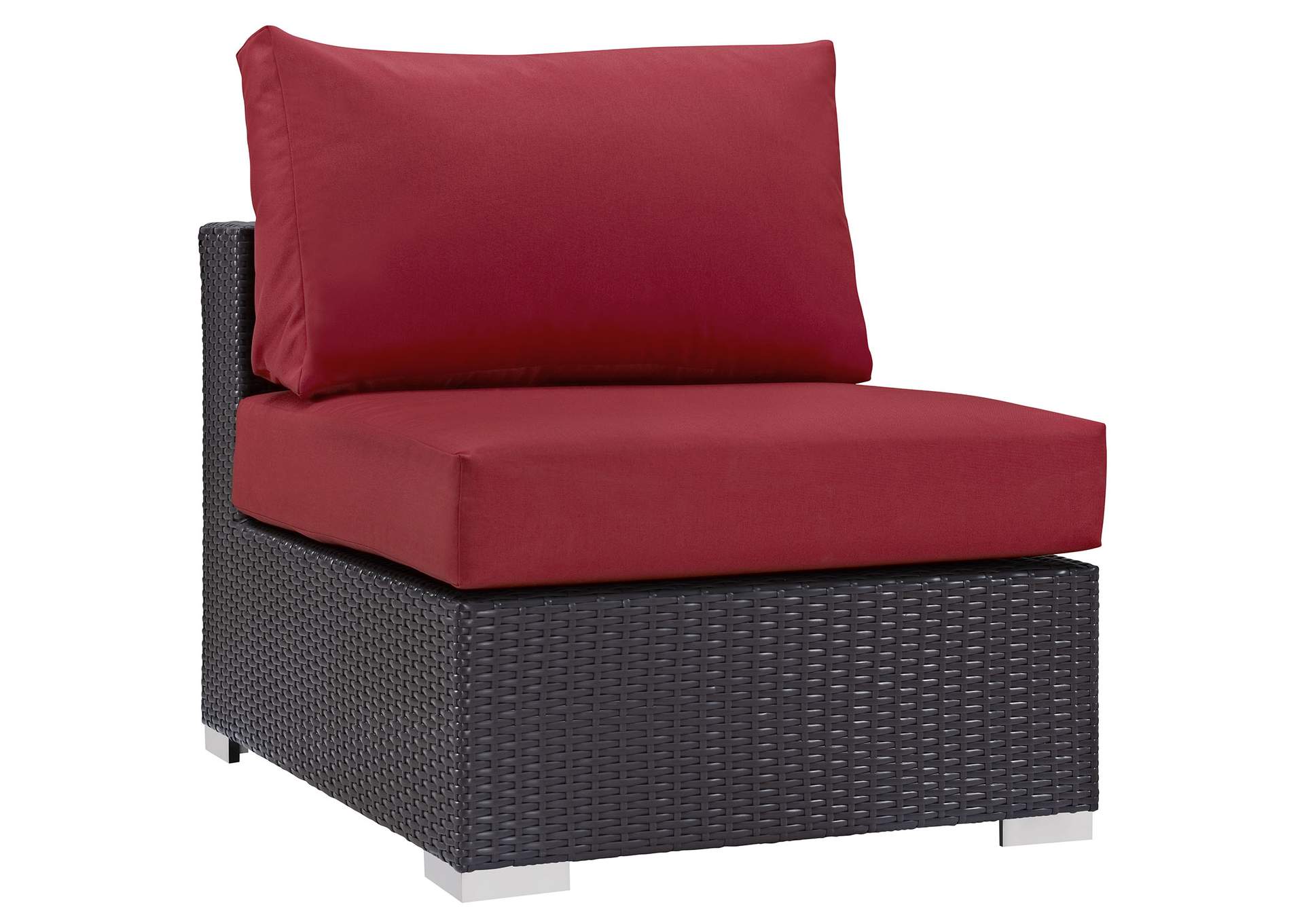 Convene Espresso Red Outdoor Patio Armless,Modway