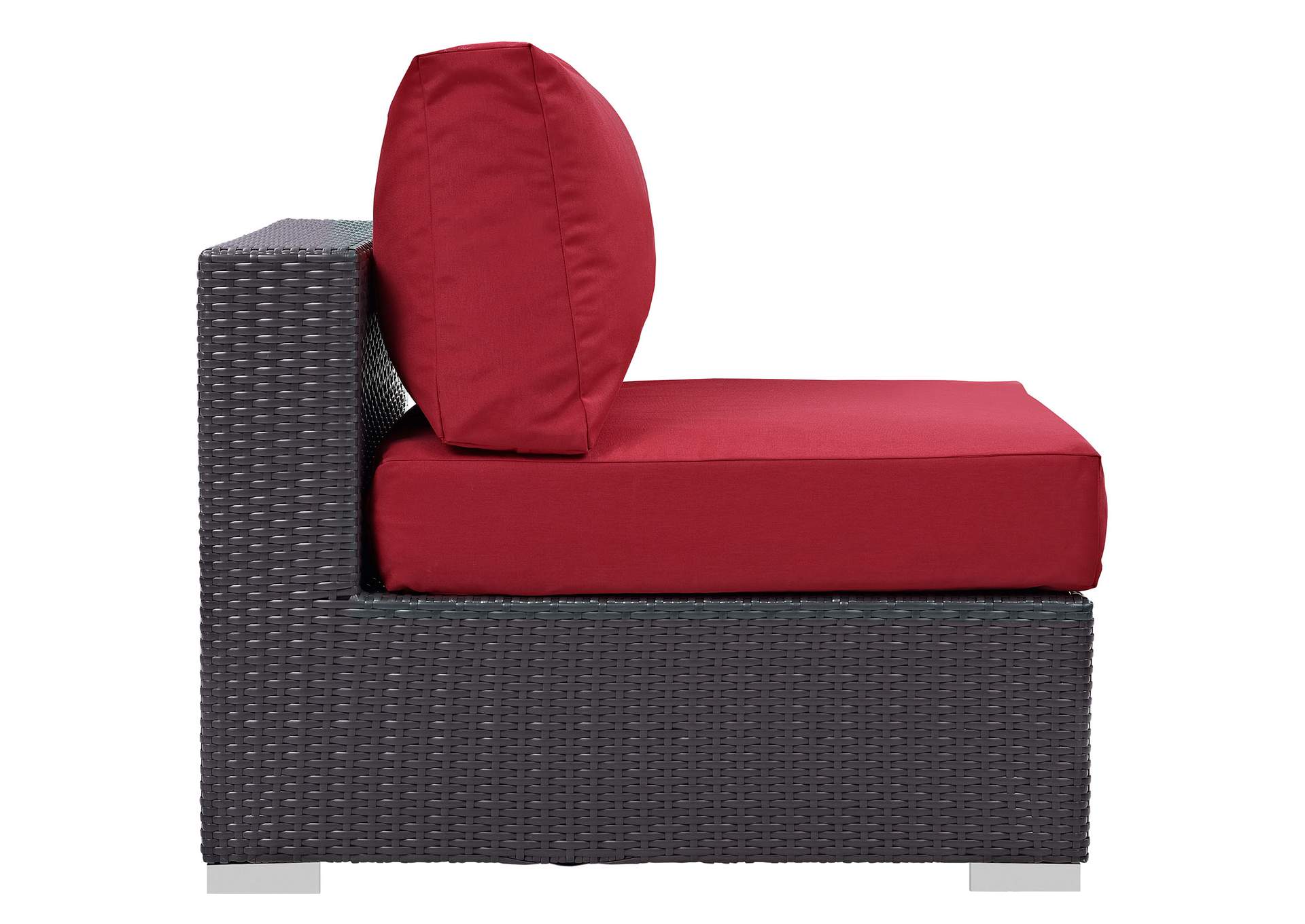 Convene Espresso Red Outdoor Patio Armless,Modway