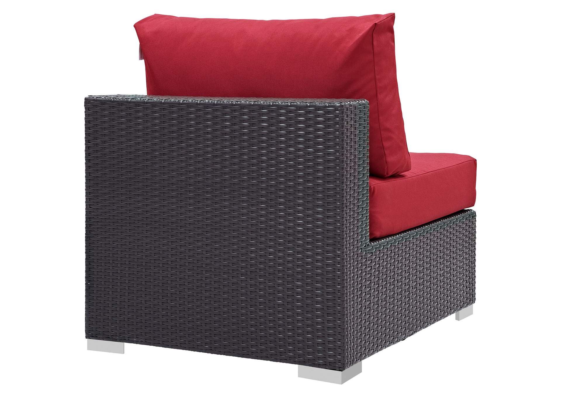 Convene Espresso Red Outdoor Patio Armless,Modway