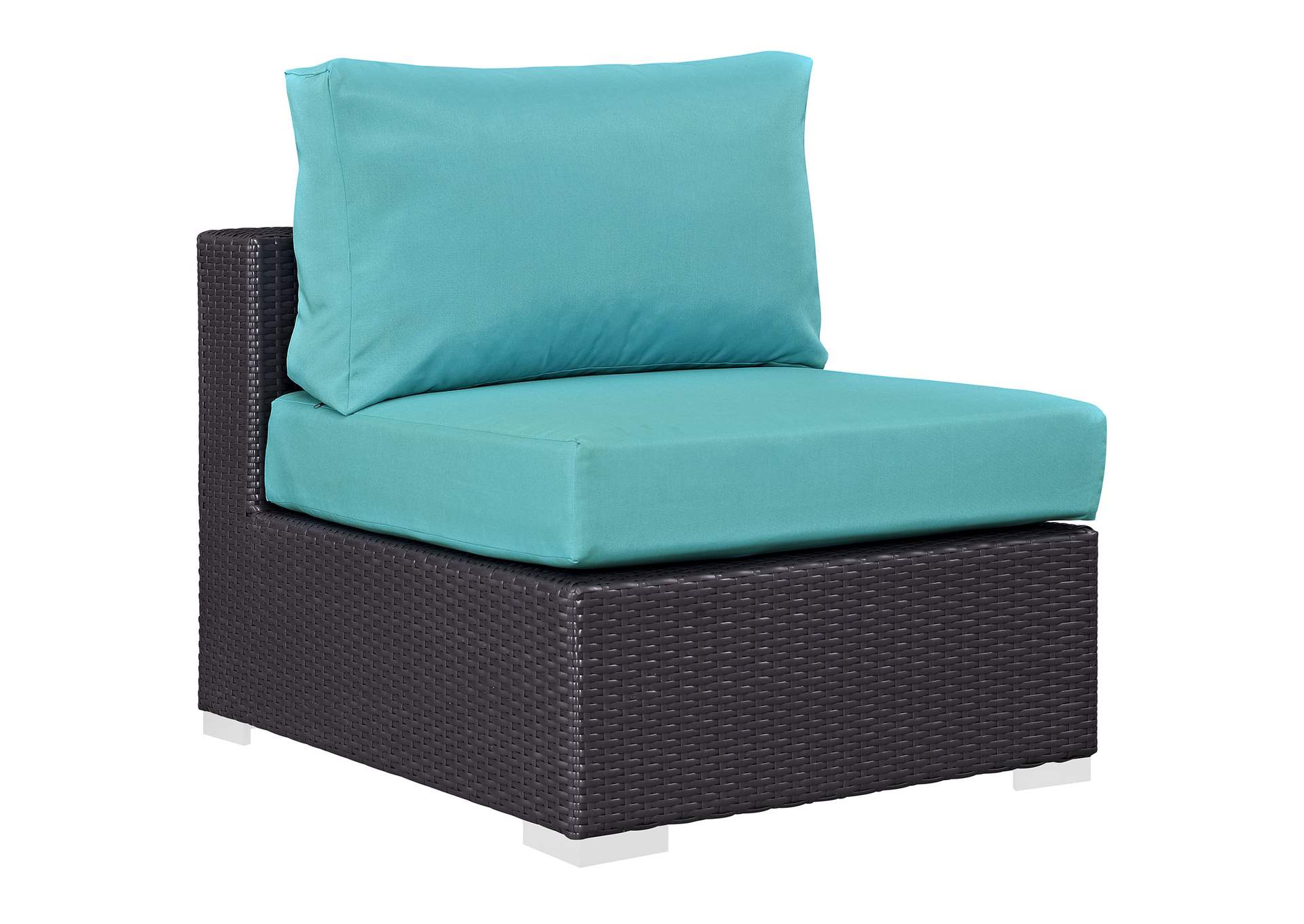 Convene Espresso Turquoise Outdoor Patio Armless,Modway