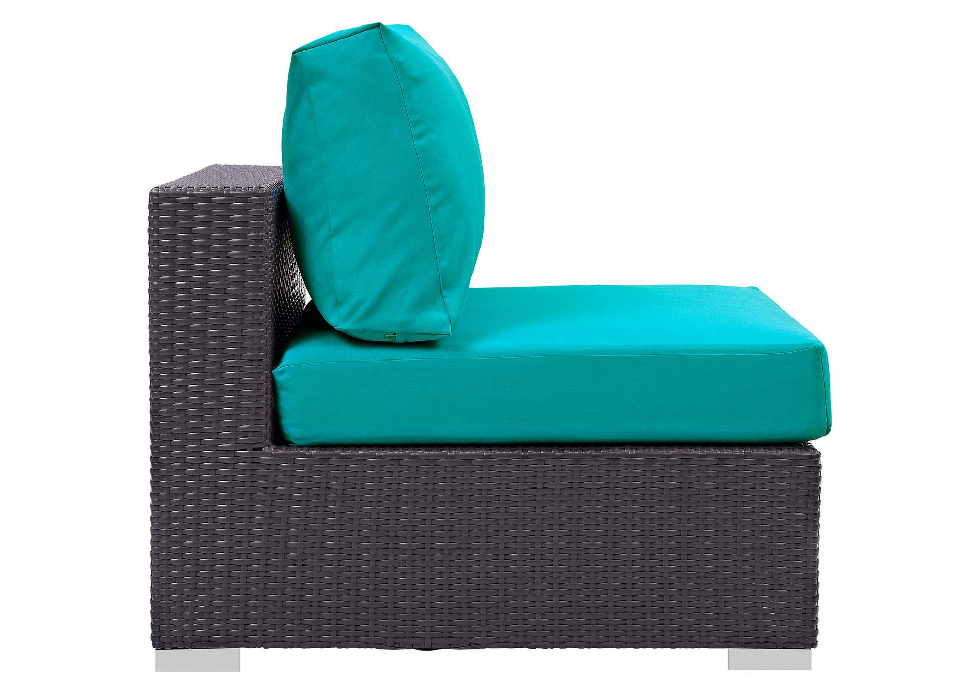 Convene Espresso Turquoise Outdoor Patio Armless,Modway