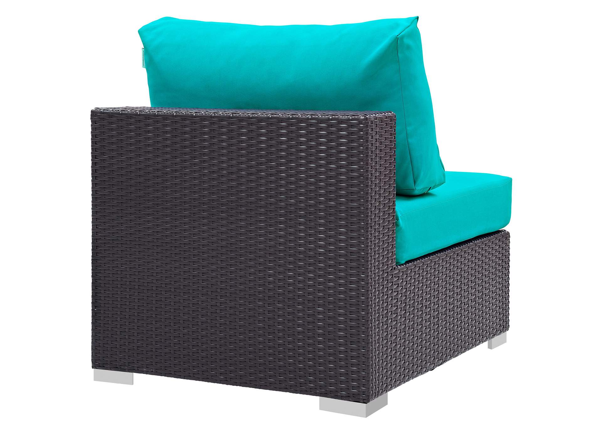 Convene Espresso Turquoise Outdoor Patio Armless,Modway