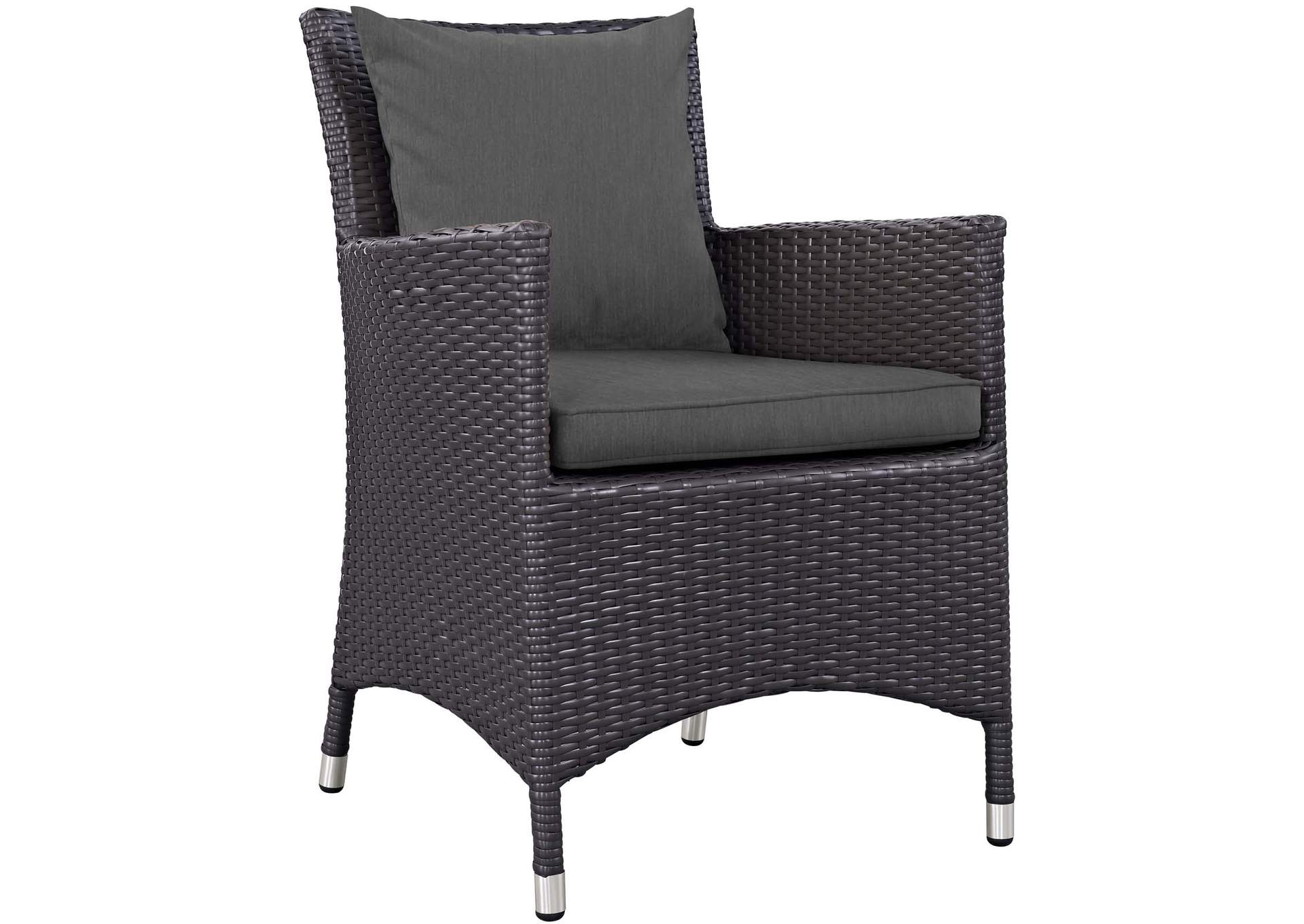 Espresso Charcoal Convene Dining Outdoor Patio Armchair,Modway