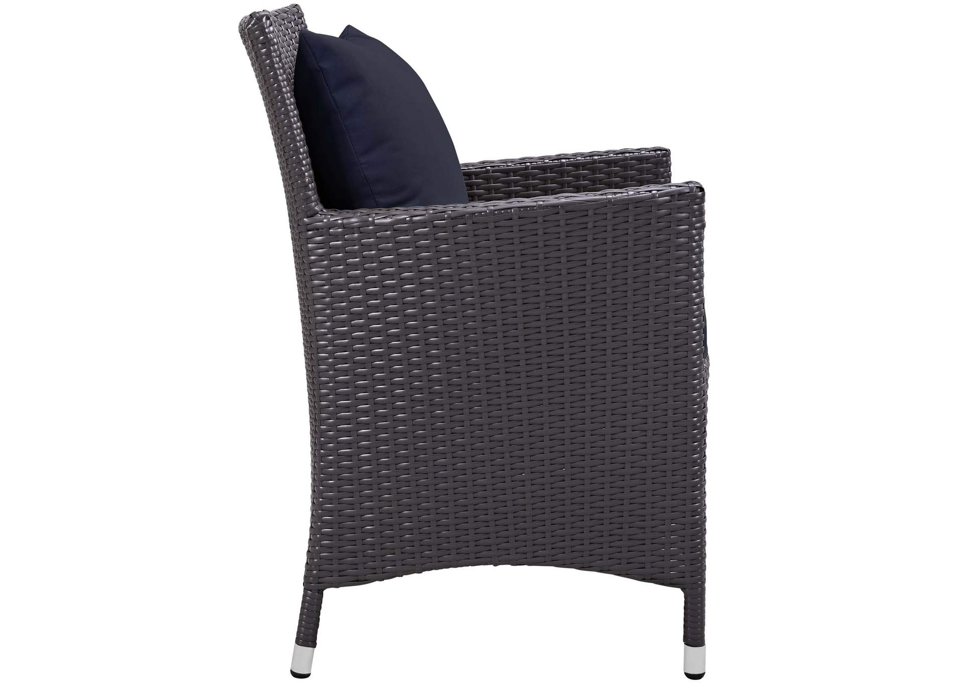 Espresso Navy Convene Dining Outdoor Patio Armchair,Modway