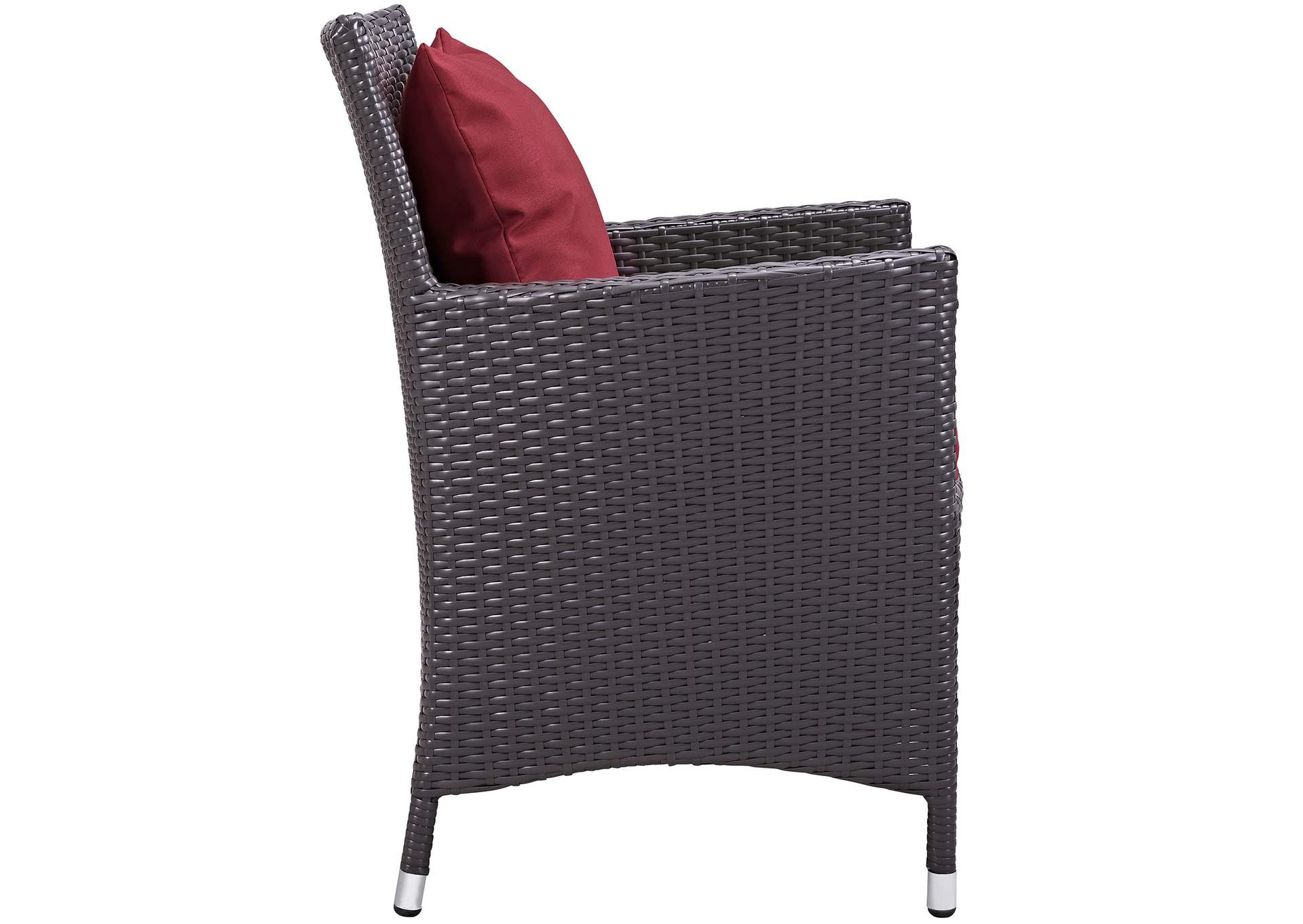 Espresso Red Convene Dining Outdoor Patio Armchair,Modway