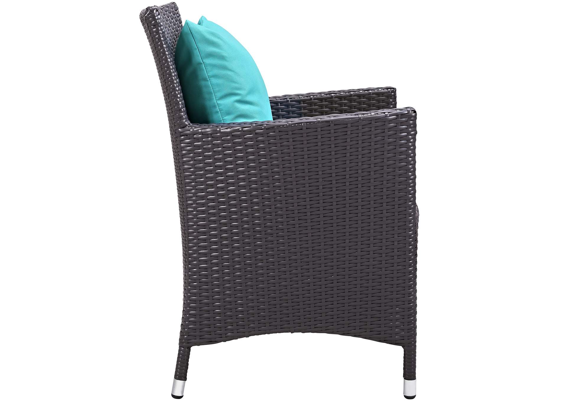 Espresso Turquoise Convene Dining Outdoor Patio Armchair,Modway