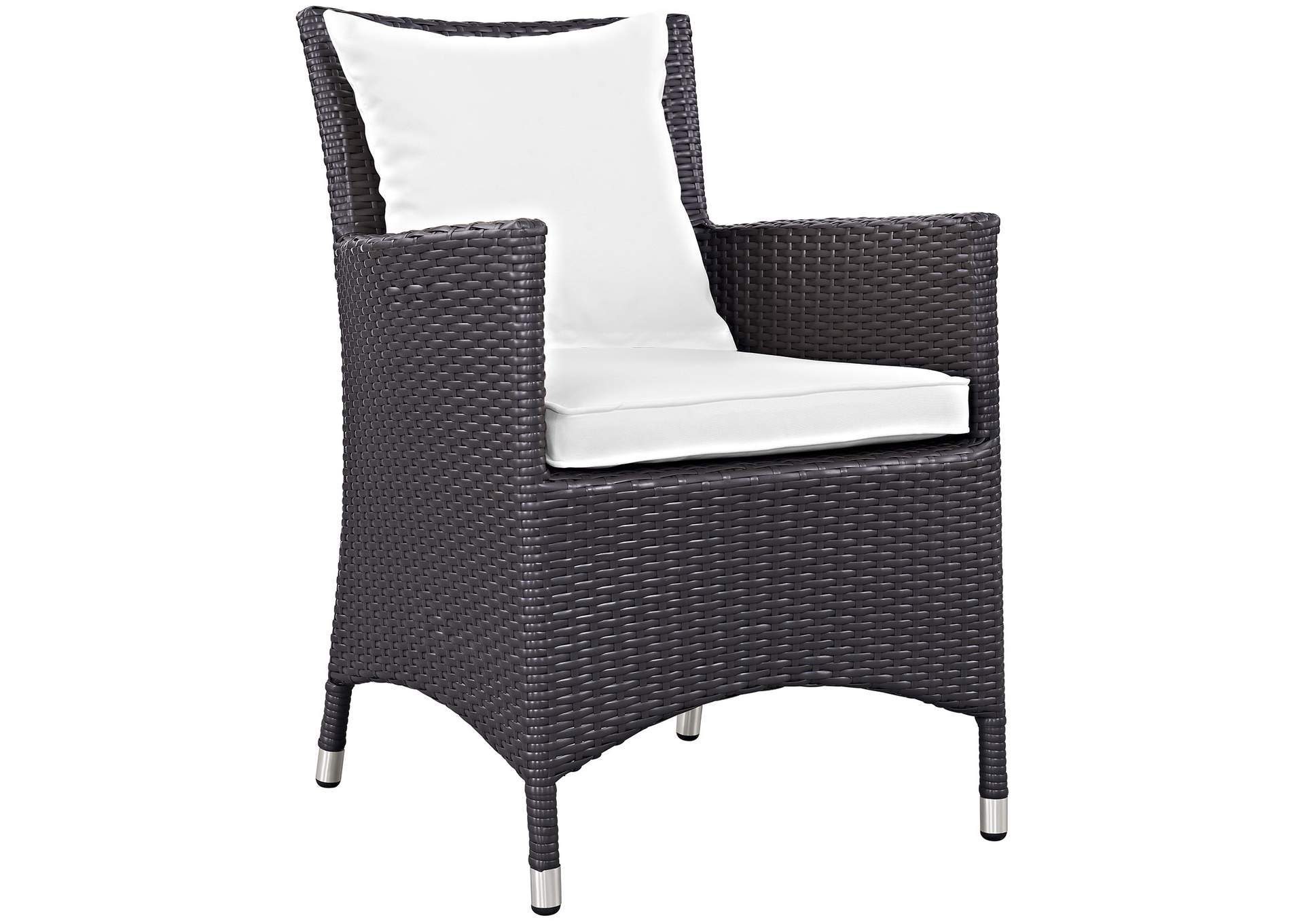 Espresso White Convene Dining Outdoor Patio Armchair,Modway