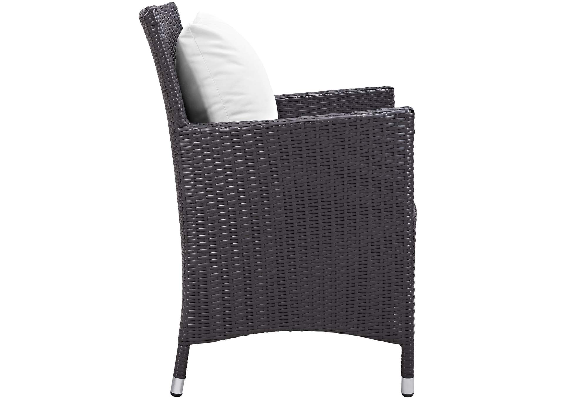 Espresso White Convene Dining Outdoor Patio Armchair,Modway