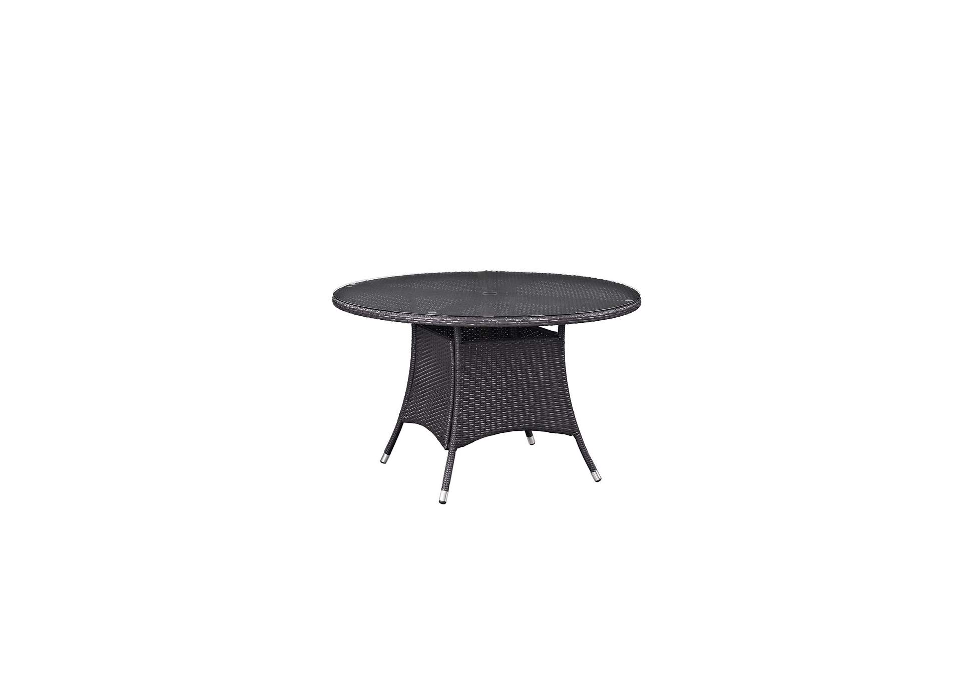 Espresso Convene 47" Round Outdoor Patio Dining Table,Modway