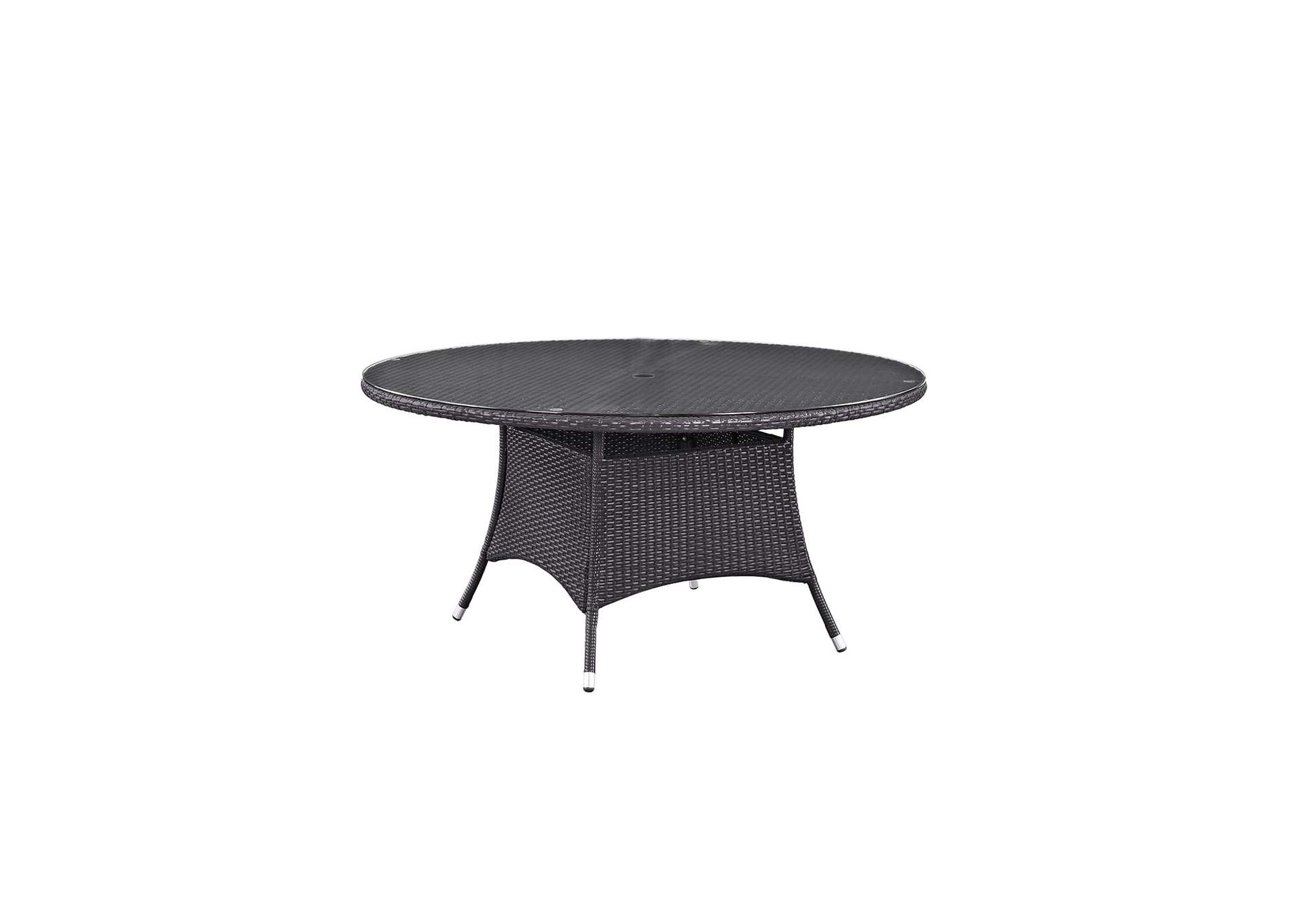 Espresso Convene 59" Round Outdoor Patio Dining Table,Modway