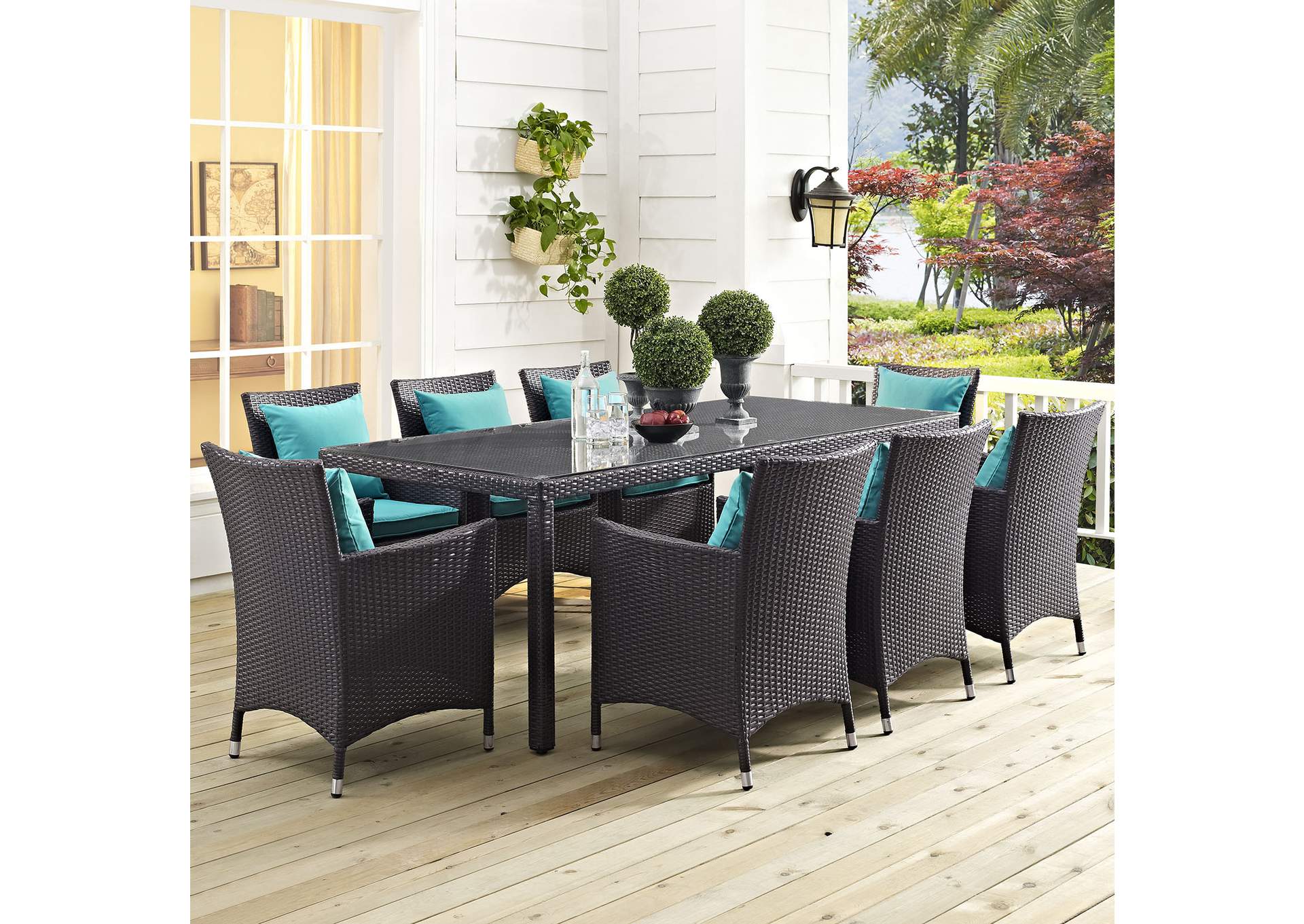 Espresso Convene 82" Outdoor Patio Dining Table,Modway