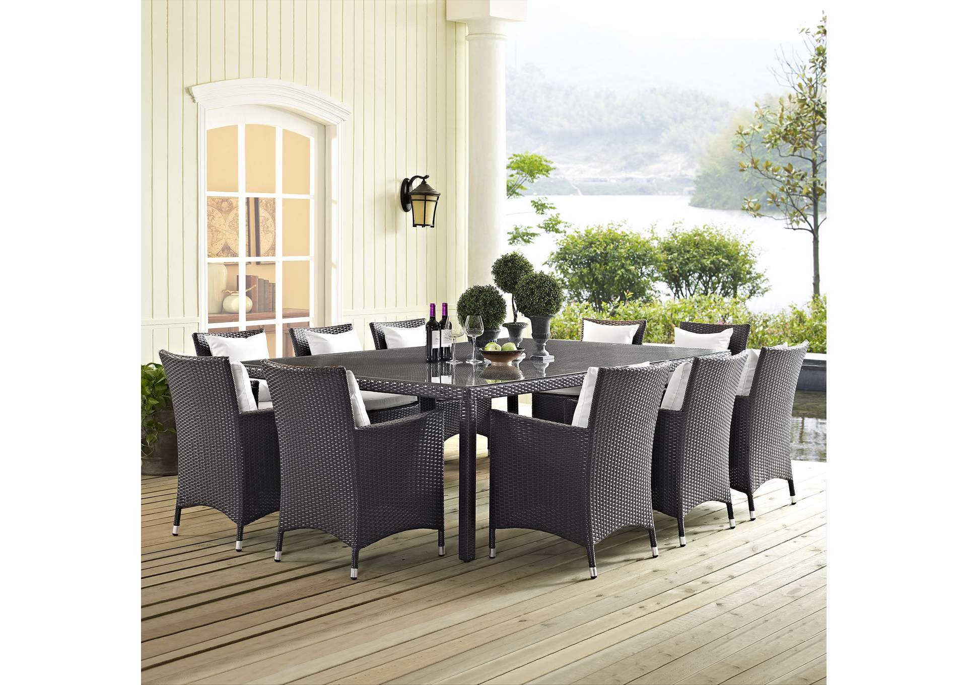 Espresso Convene 90" Outdoor Patio Dining Table,Modway