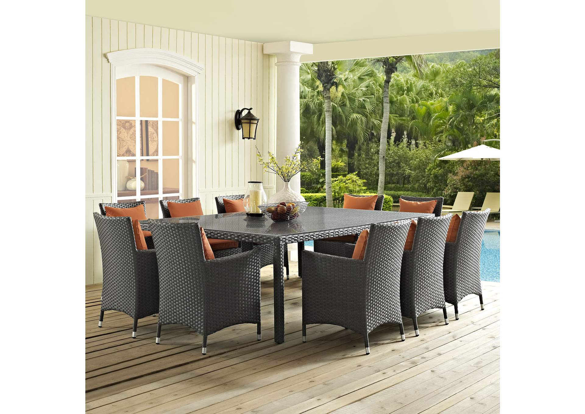 Chocolate Sojourn 90" Outdoor Patio Dining Table,Modway