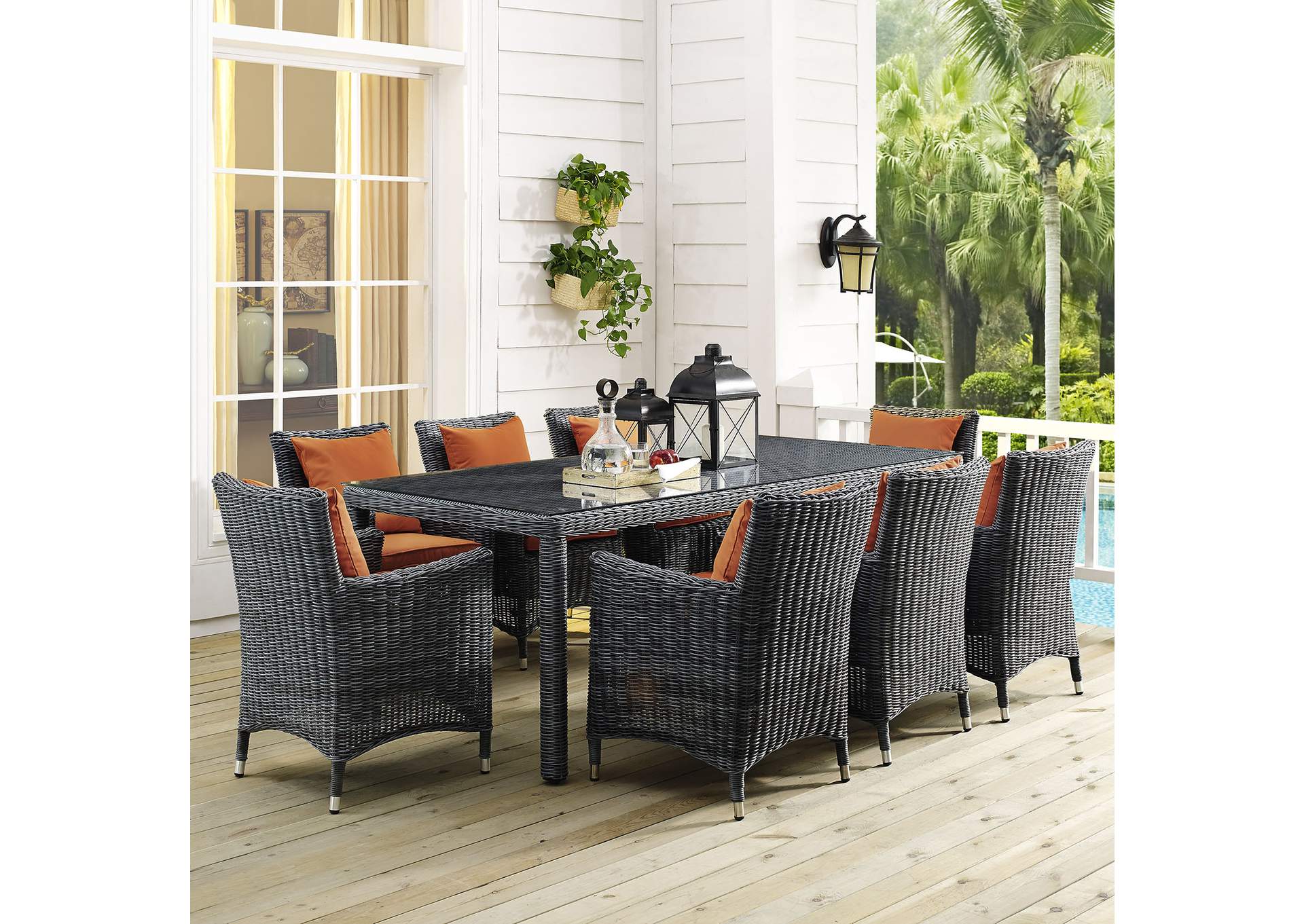 Gray Summon 83" Outdoor Patio Dining Table,Modway