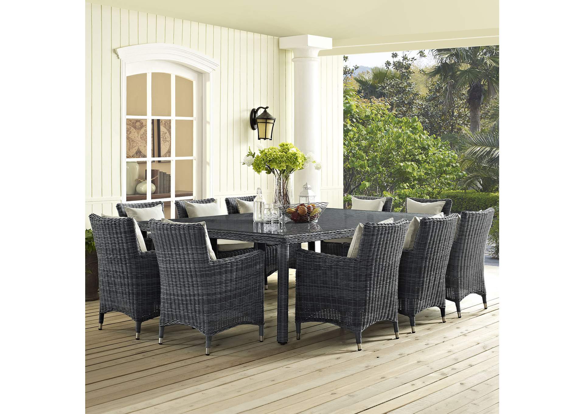 Gray Summon 90" Outdoor Patio Dining Table,Modway