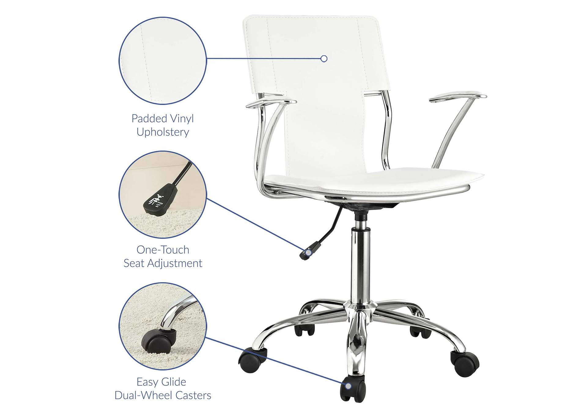 White Studio Office Chair,Modway