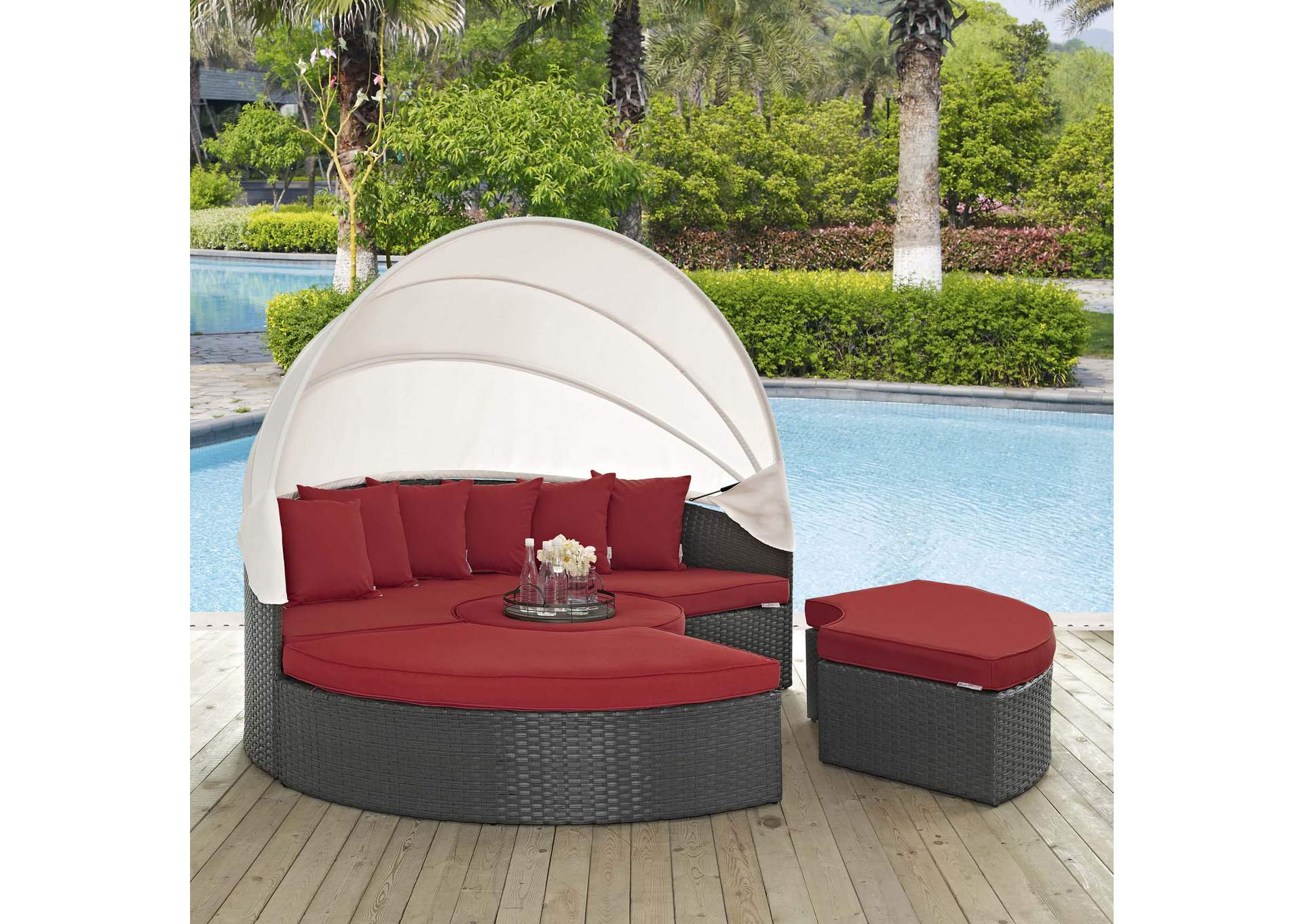 Canvas Red Sojourn Outdoor Patio Sunbrella,Modway