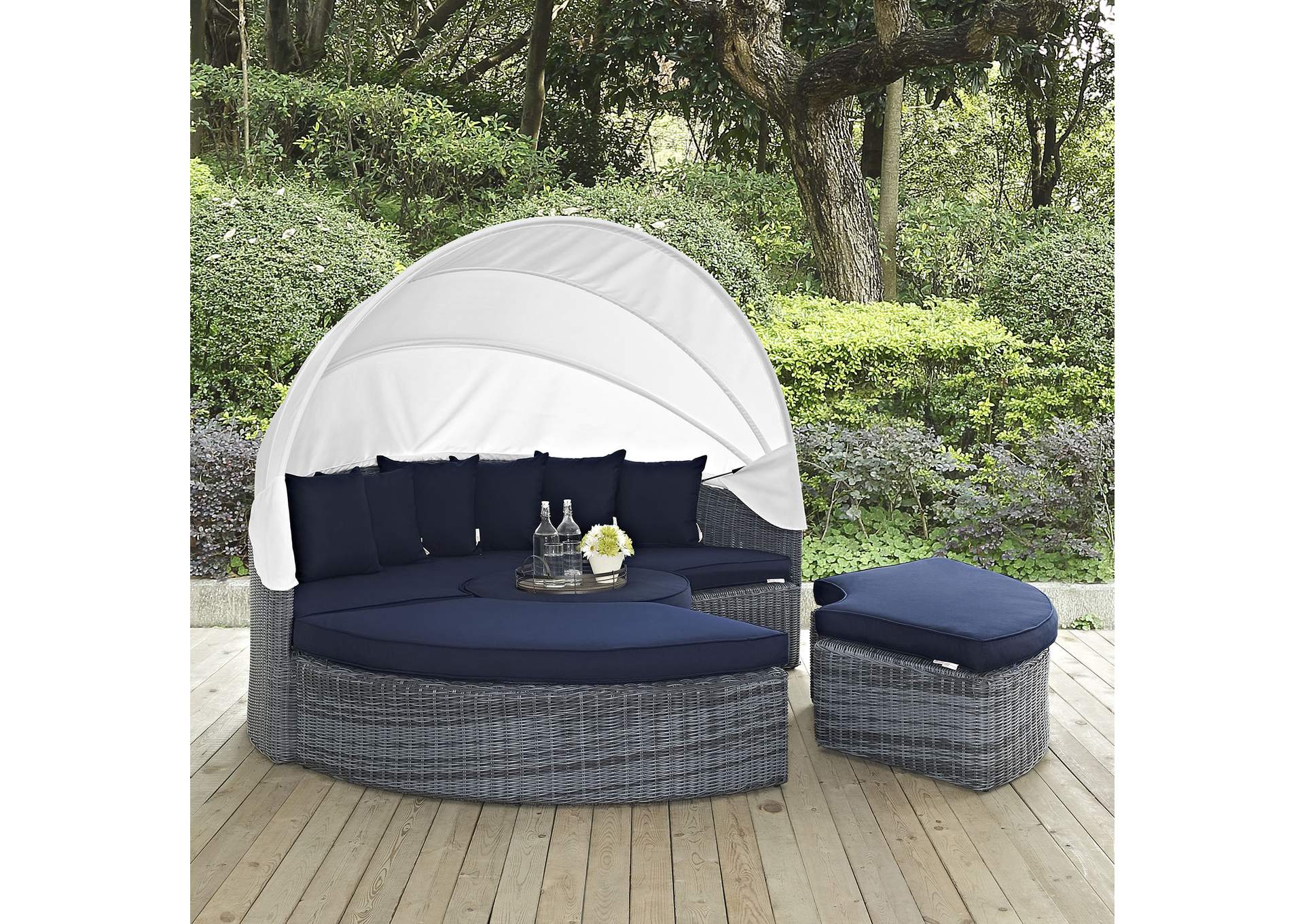 Canvas Navy Summon Canopy Outdoor Patio Sunbrella,Modway