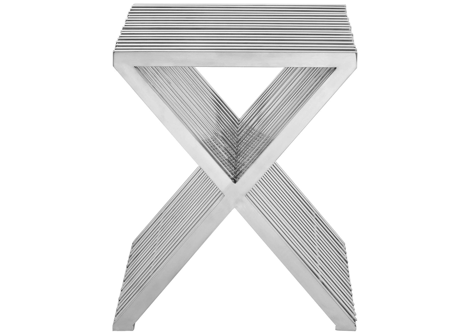 Silver Press Stainless Steel Side Table,Modway