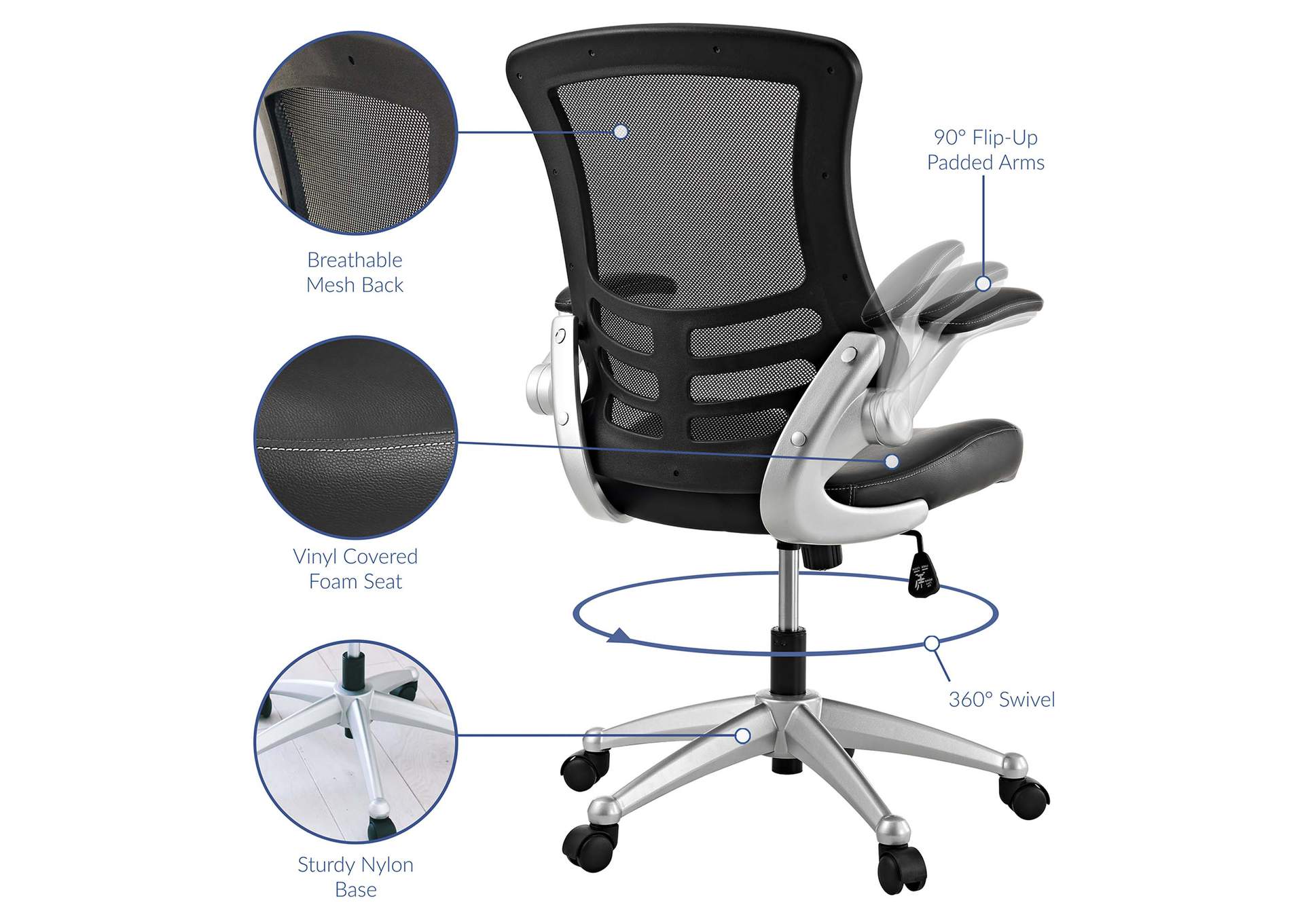 Black Attainment Office Chair,Modway