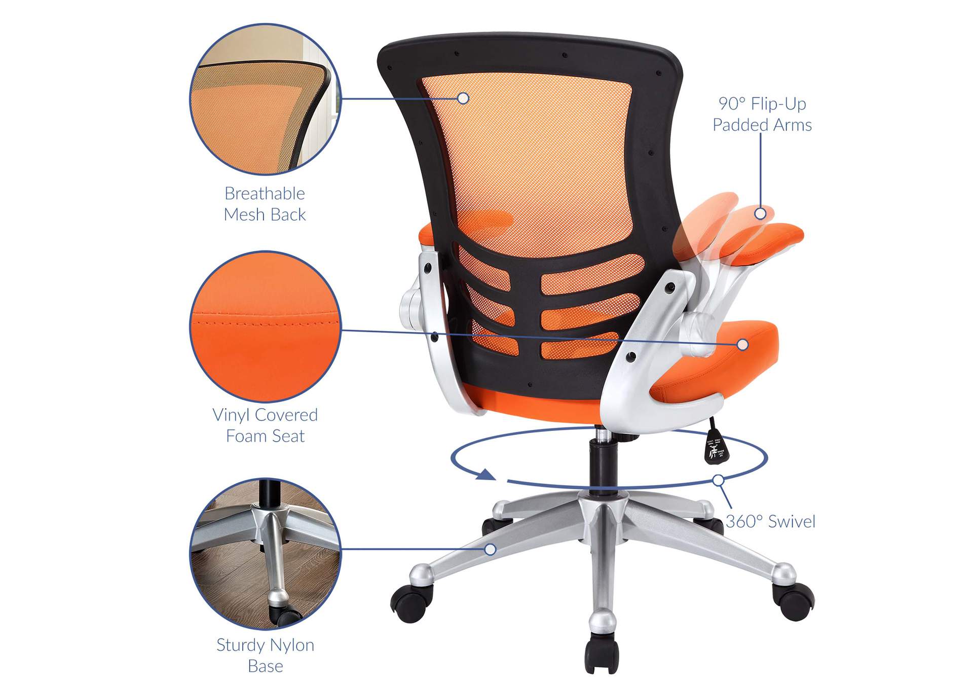 Orange Attainment Office Chair,Modway