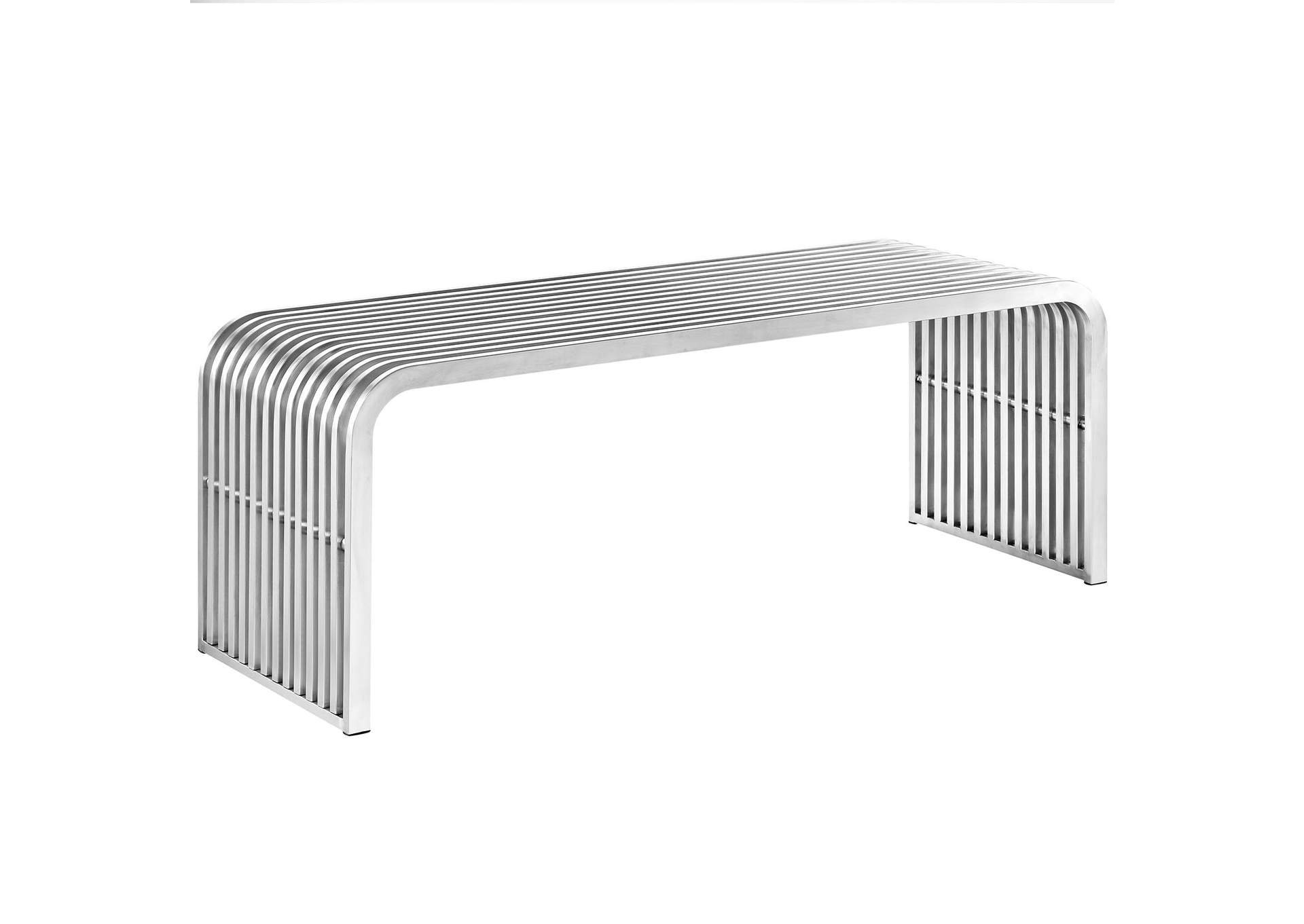 Silver Pipe 47" Stainless Steel Bench,Modway
