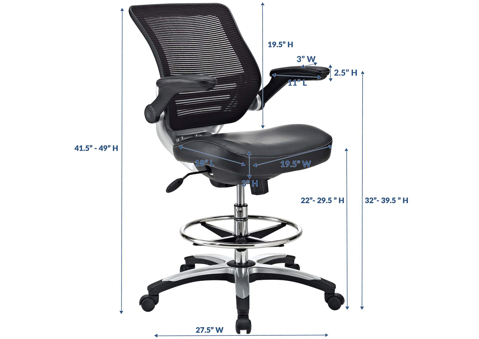 Black Edge Drafting Chair,Modway