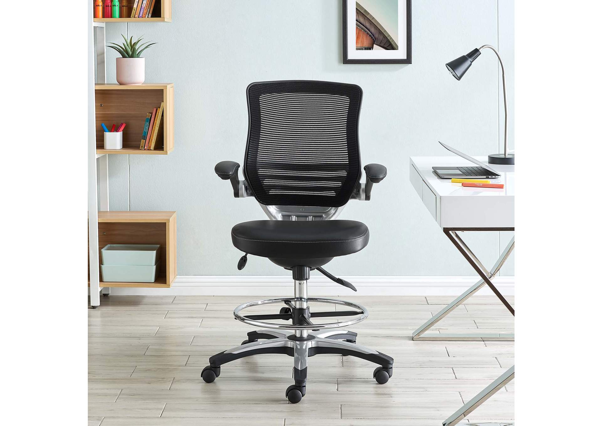 Black Edge Drafting Chair,Modway